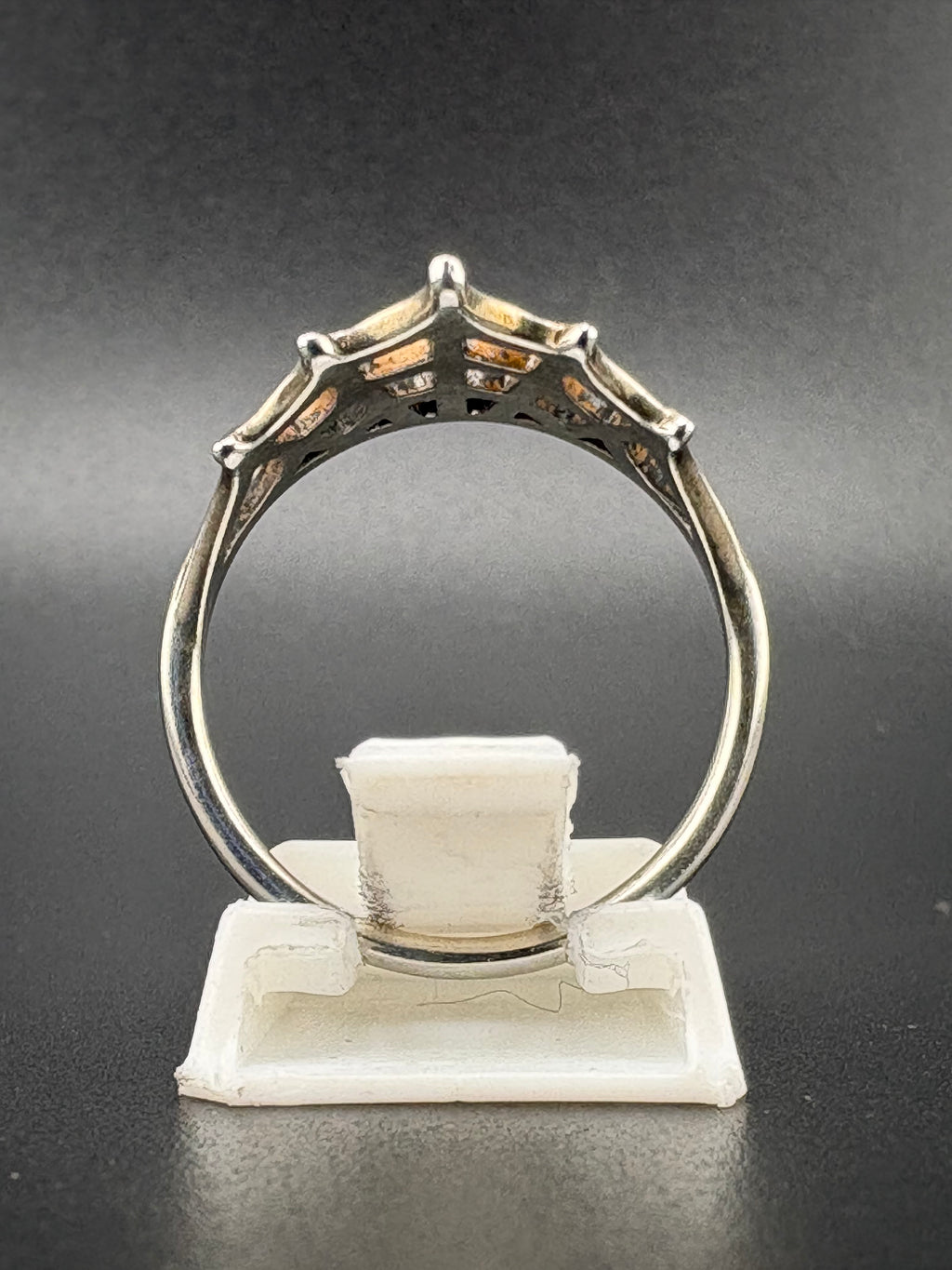 .925 Sterling Silver Spider Web Tiara Ring – 2.17g – Size 7.25