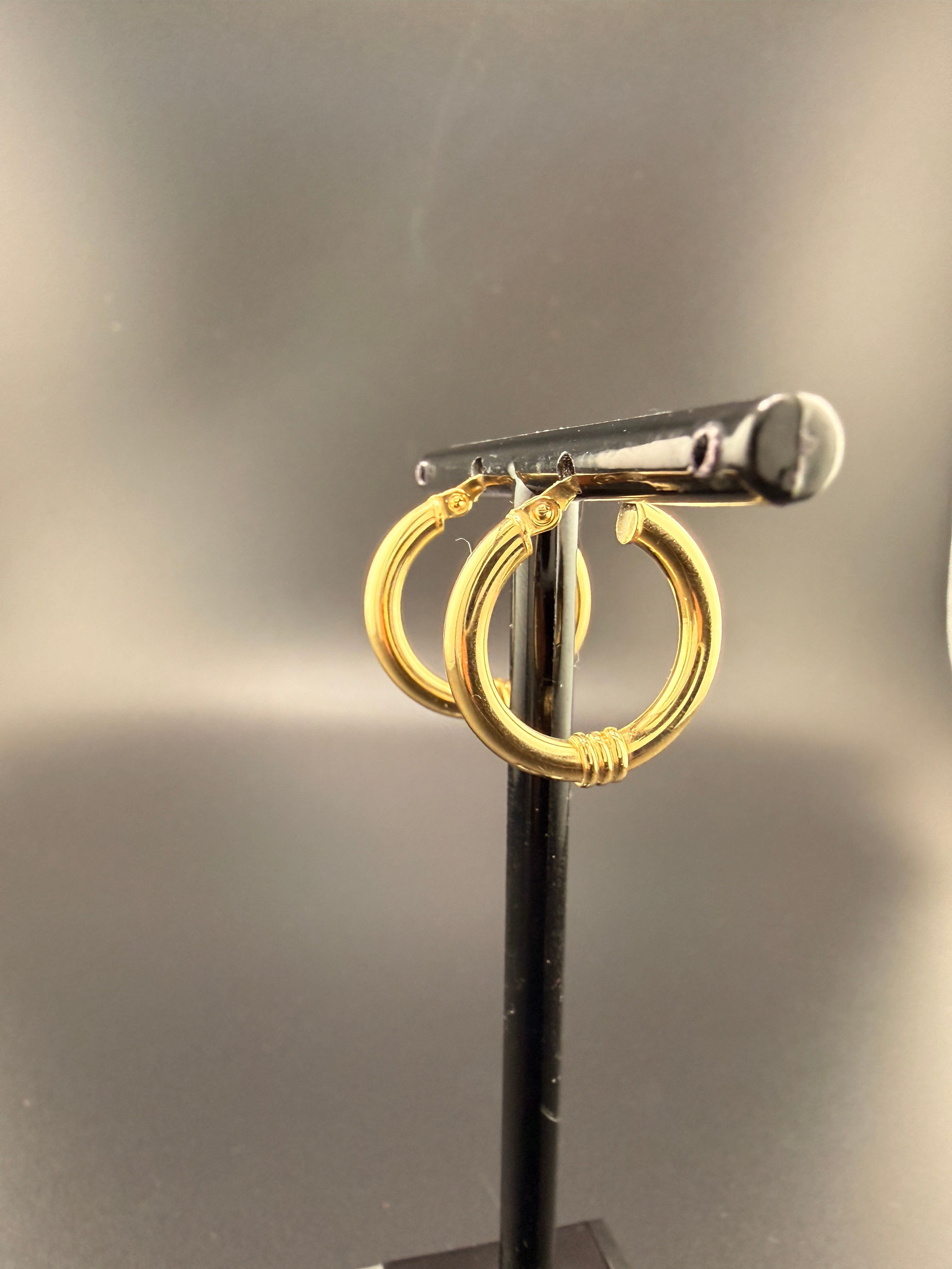 14K Solid Gold Hoop Earrings – Classic Lightweight Real Gold Hoops (2.2g)