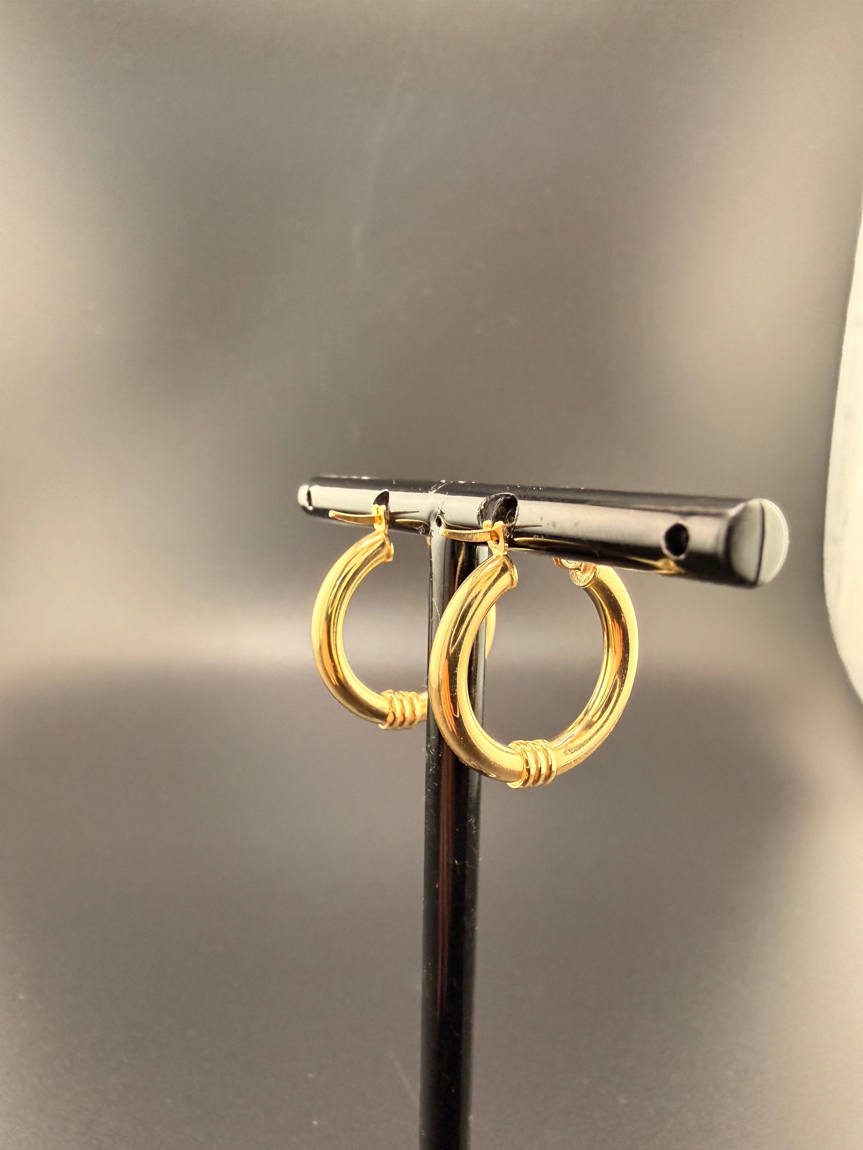 14K Solid Gold Hoop Earrings – Classic Lightweight Real Gold Hoops (2.2g)