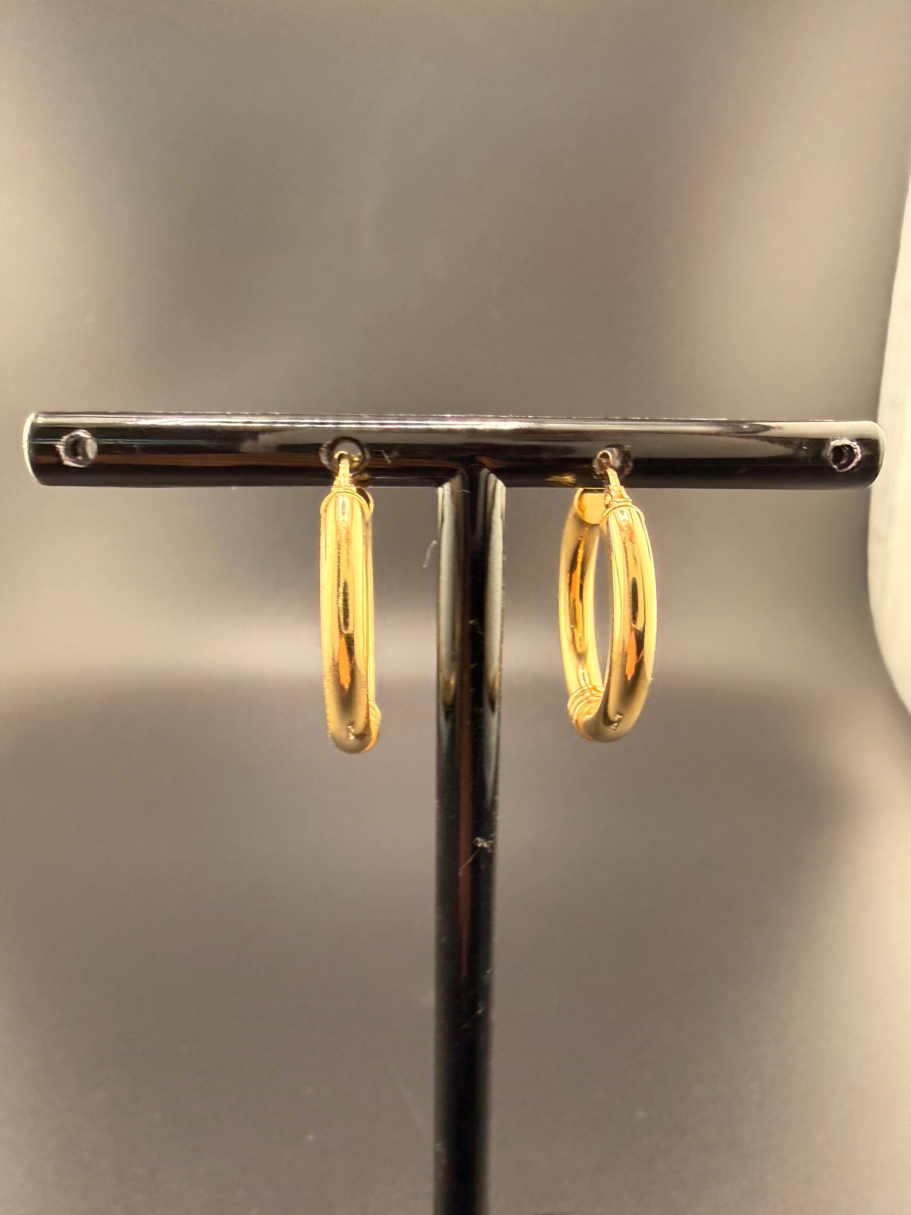 14K Solid Gold Hoop Earrings – Classic Lightweight Real Gold Hoops (2.2g)