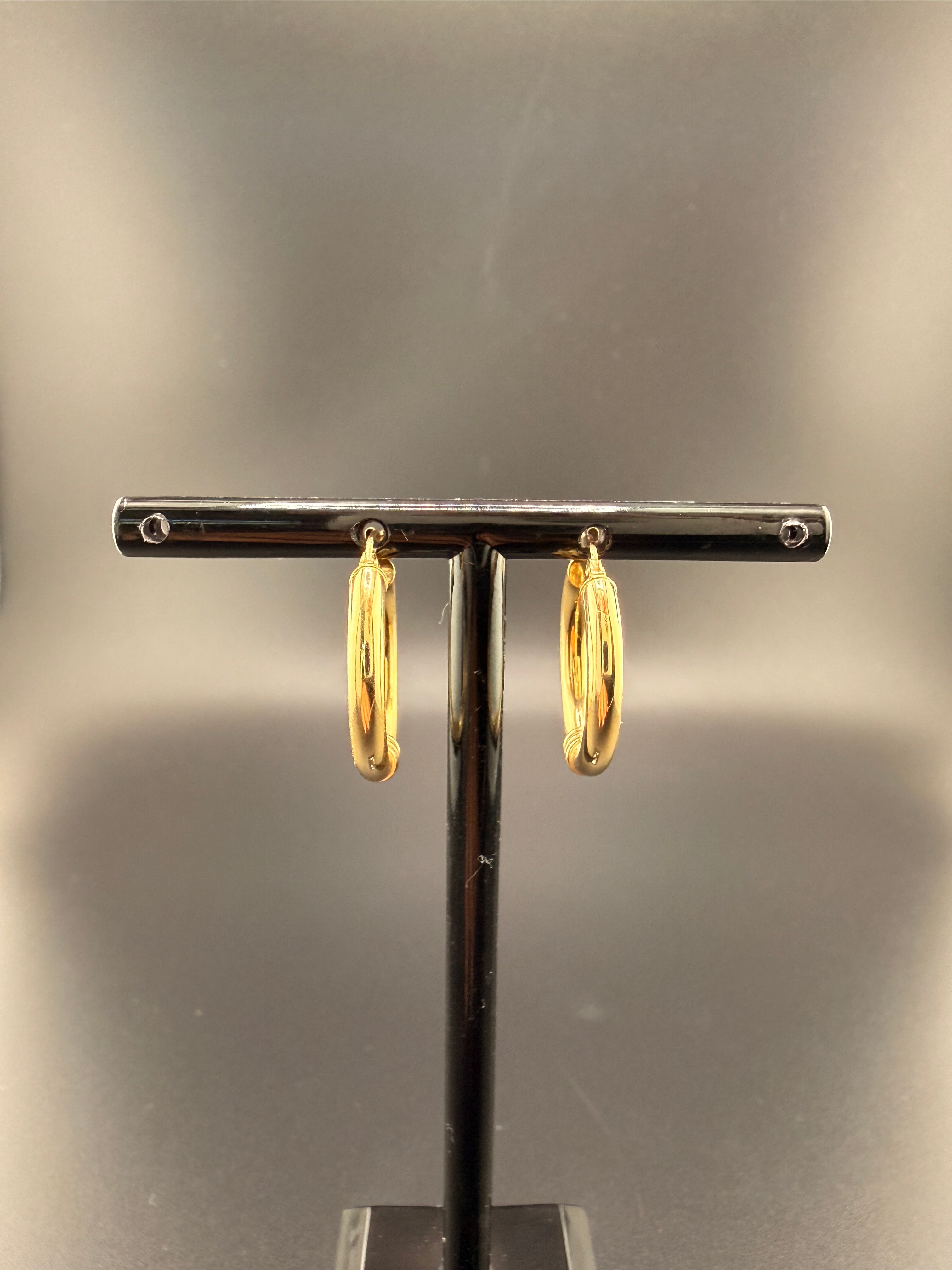 14K Solid Gold Hoop Earrings – Classic Lightweight Real Gold Hoops (2.2g)