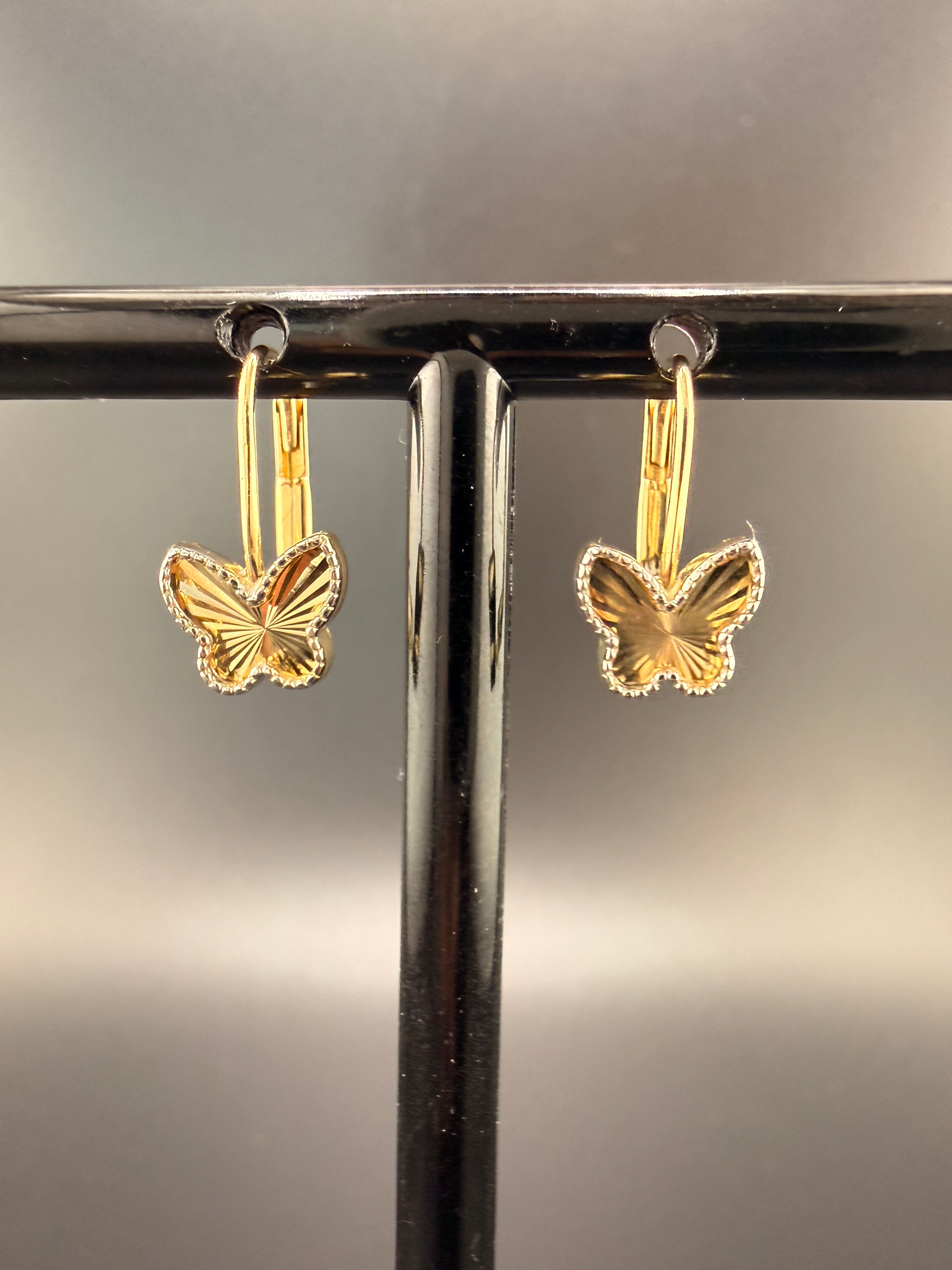14K Solid Gold Butterfly Earrings – Lightweight Everyday Gold Studs (1.78g)