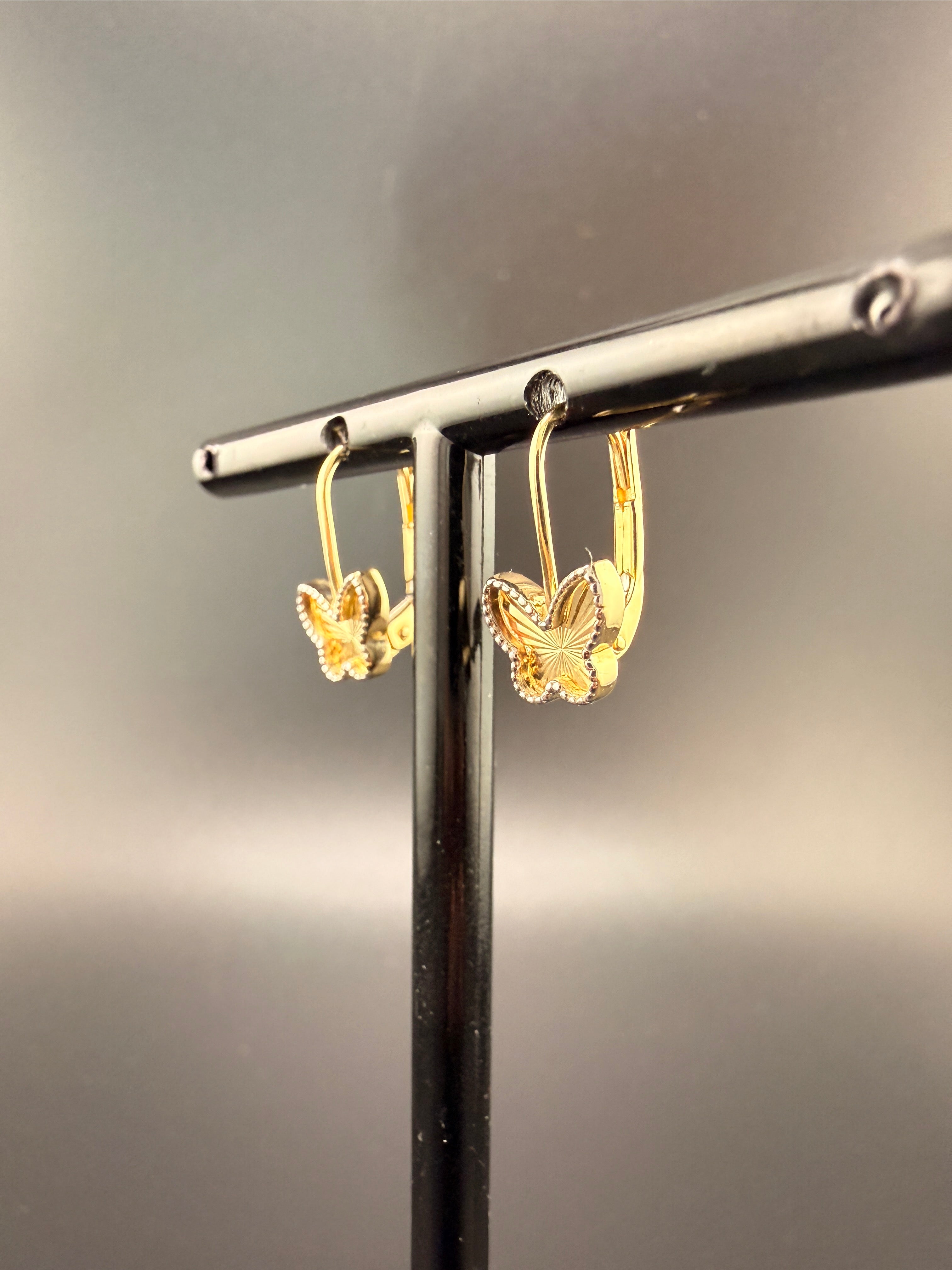 14K Solid Gold Butterfly Earrings – Lightweight Everyday Gold Studs (1.78g)