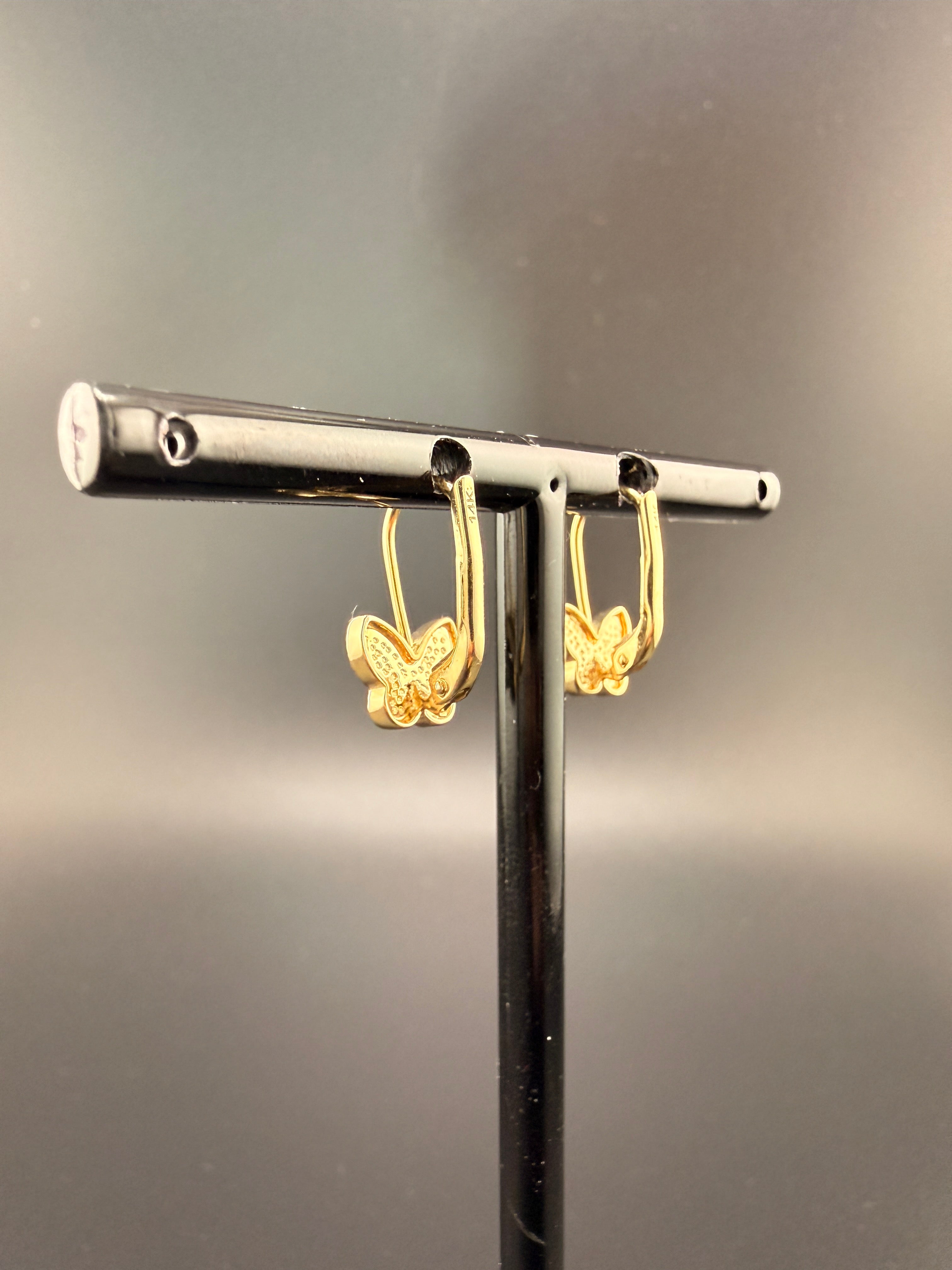 14K Solid Gold Butterfly Earrings – Lightweight Everyday Gold Studs (1.78g)