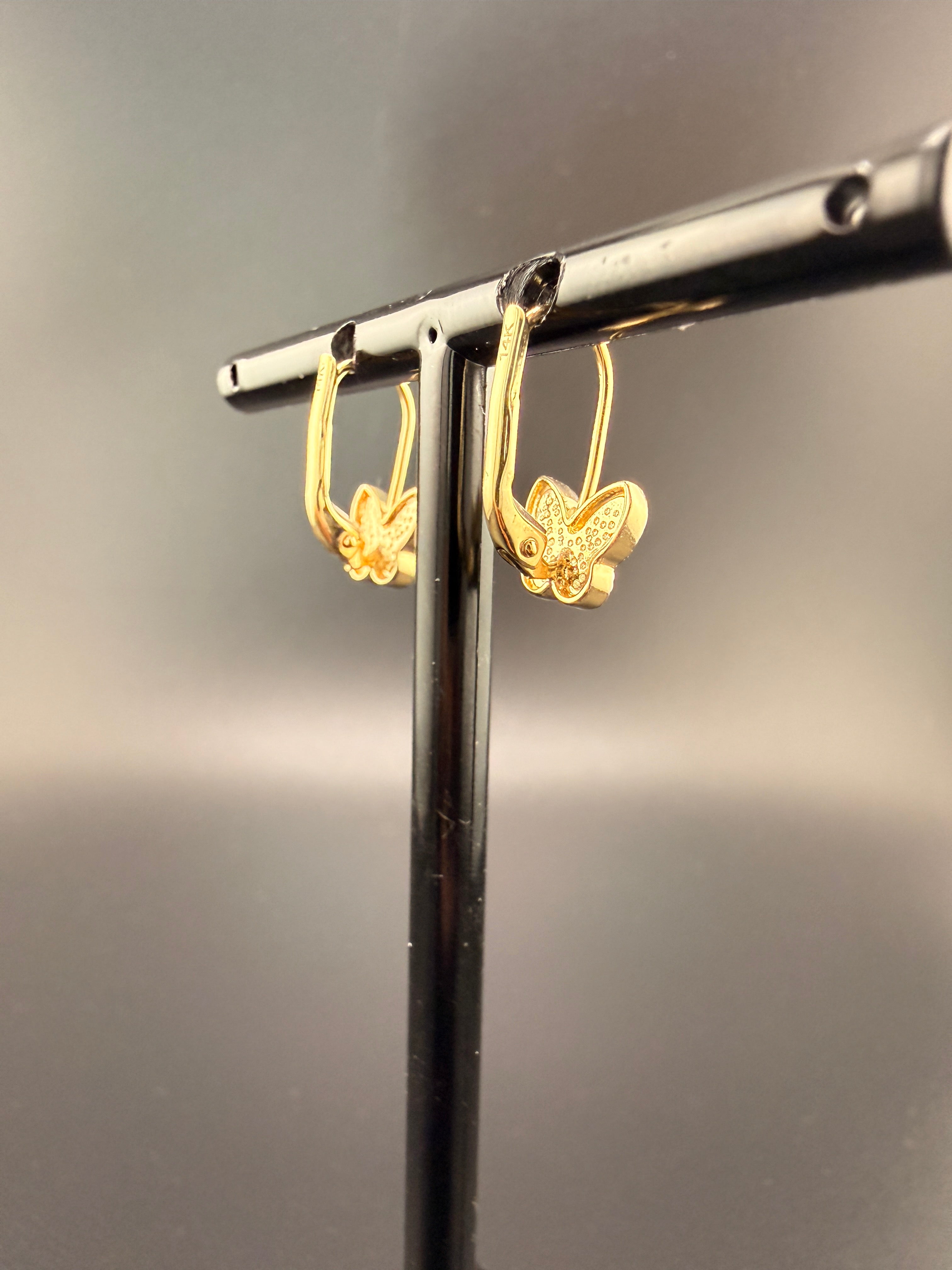 14K Solid Gold Butterfly Earrings – Lightweight Everyday Gold Studs (1.78g)