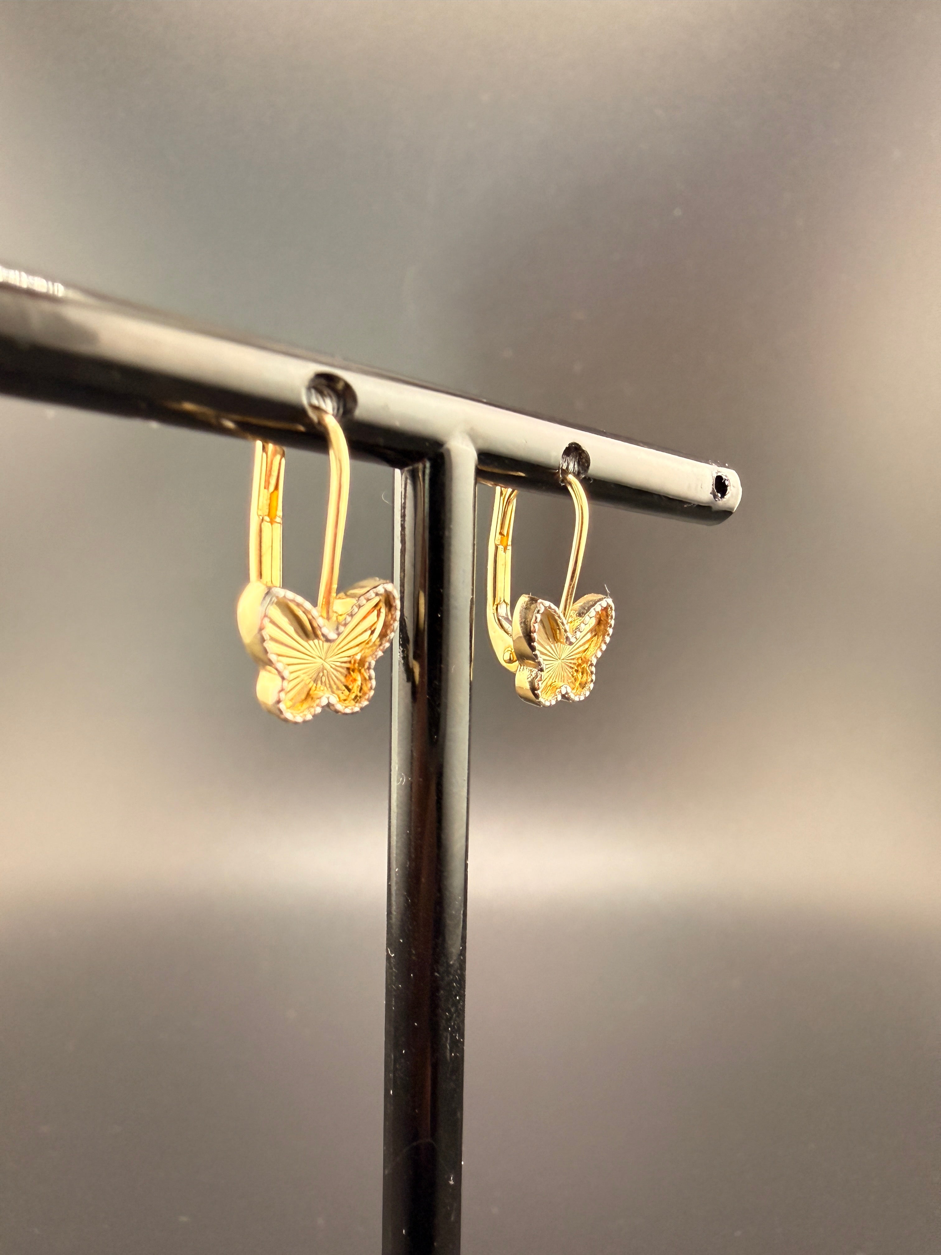 14K Solid Gold Butterfly Earrings – Lightweight Everyday Gold Studs (1.78g)