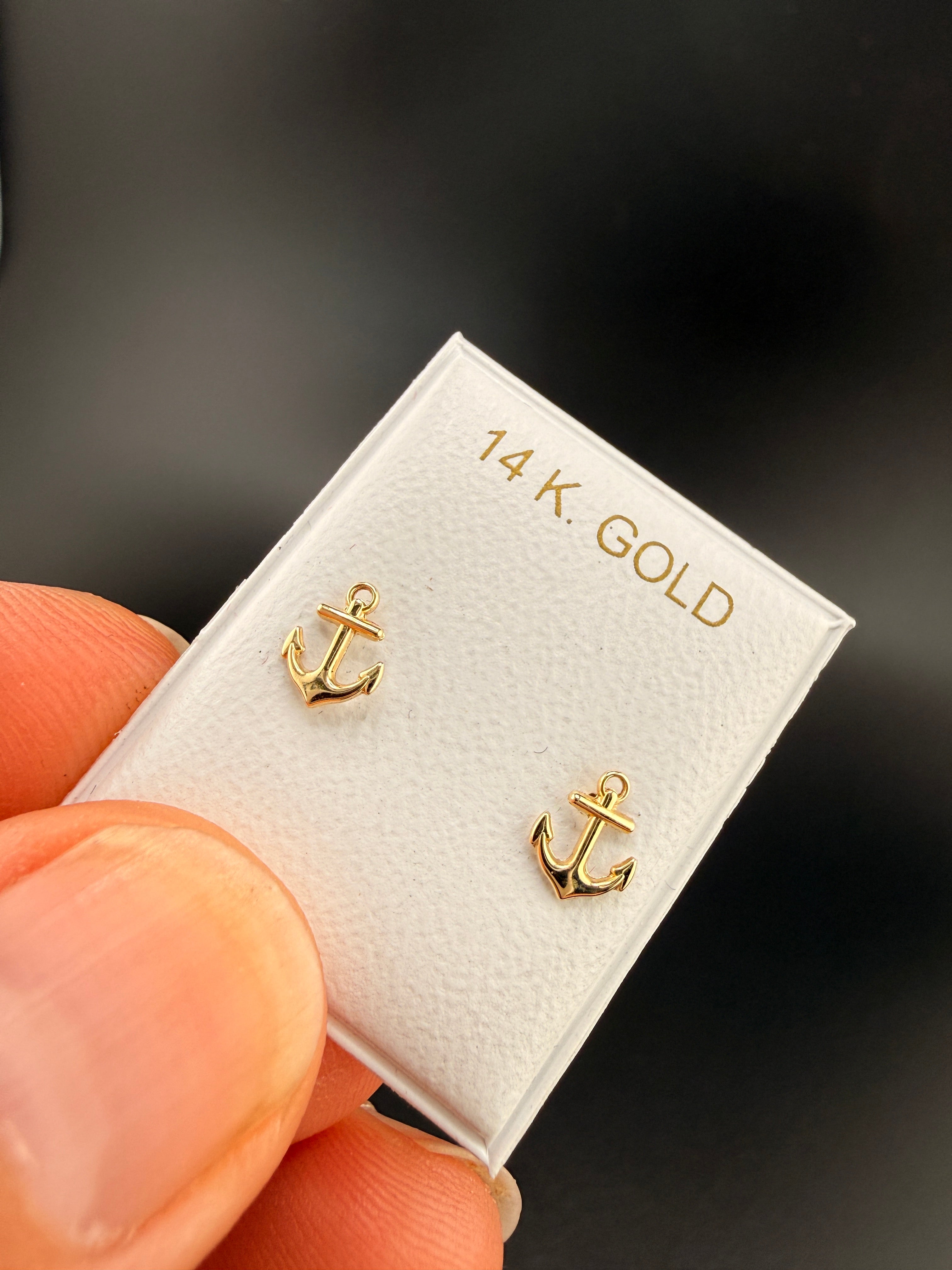 14K Solid Gold Anchor Earrings – Nautical Anchor Stud Earrings | Luxury Gold Jewelry by Jewelry Connect