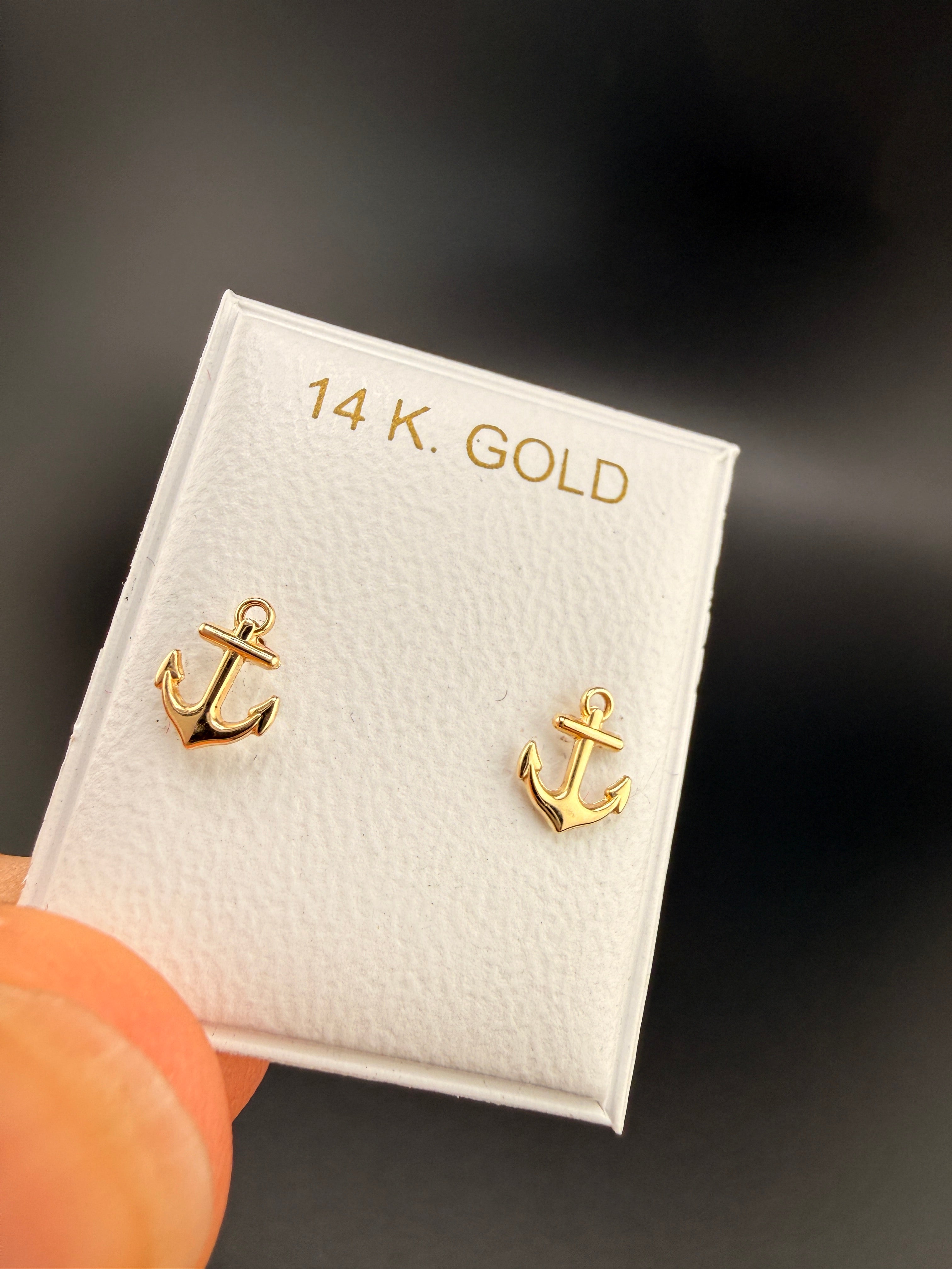 14K Solid Gold Anchor Earrings – Nautical Anchor Stud Earrings | Luxury Gold Jewelry by Jewelry Connect