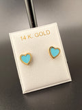 14K Gold Baby Blue Heart Earrings – Real Gold Heart Studs | Jewelry Connect Wholesale Price
