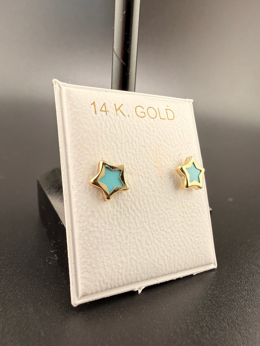 14K Gold Baby Blue Star Earrings – Real Gold Star Stud Earrings | Jewelry Connect