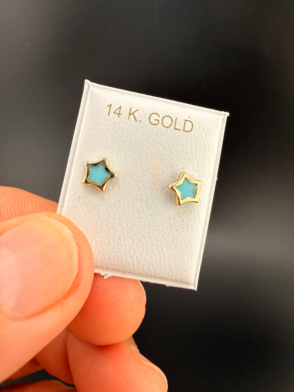 14K Gold Baby Blue Star Earrings – Real Gold Star Stud Earrings | Jewelry Connect