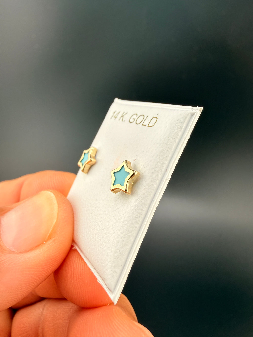 14K Gold Baby Blue Star Earrings – Real Gold Star Stud Earrings | Jewelry Connect