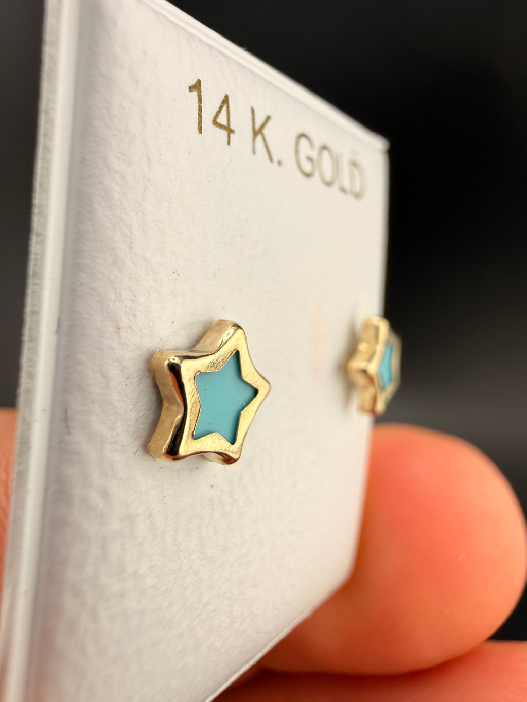 14K Gold Baby Blue Star Earrings – Real Gold Star Stud Earrings | Jewelry Connect