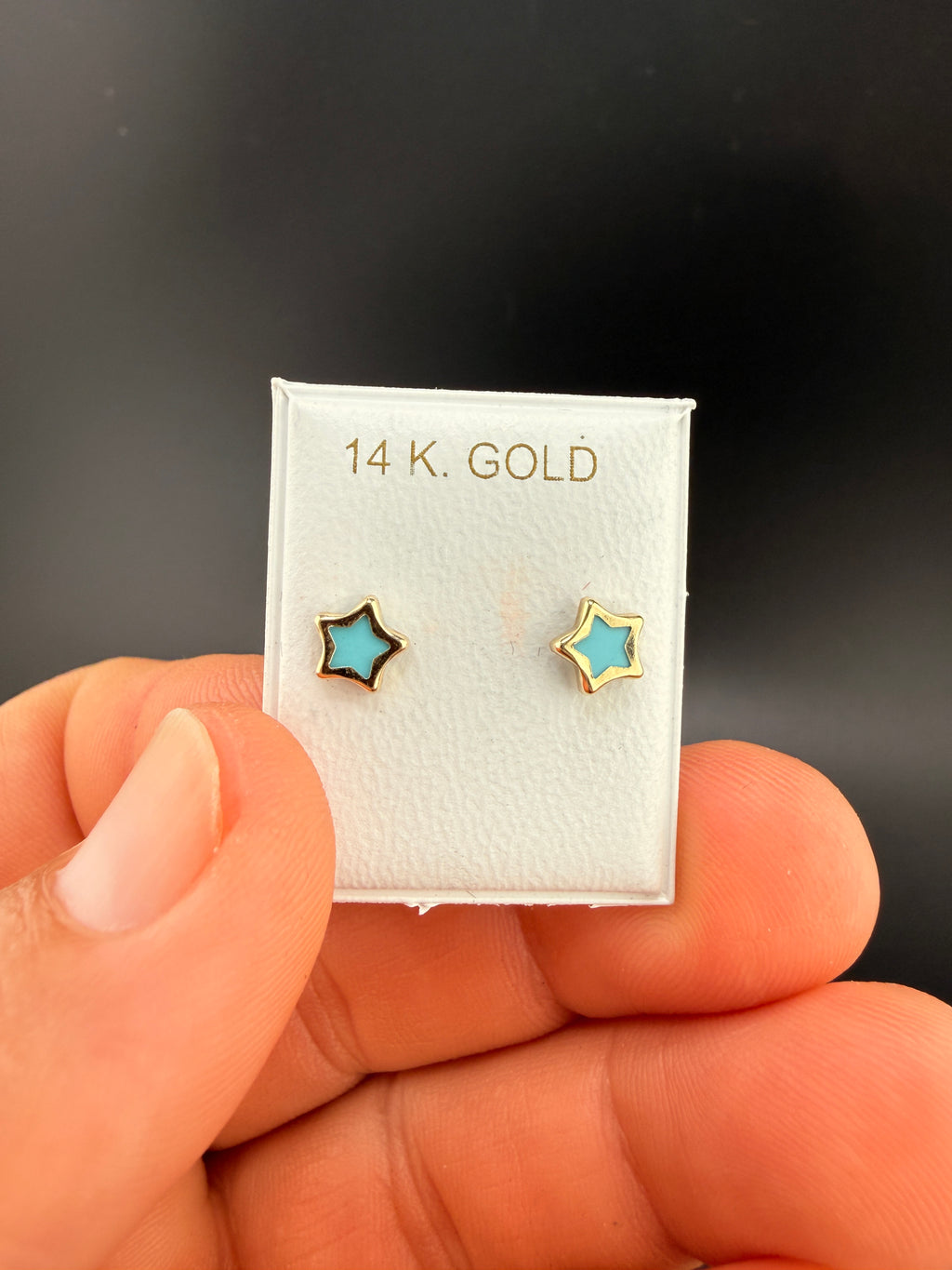 14K Gold Baby Blue Star Earrings – Real Gold Star Stud Earrings | Jewelry Connect