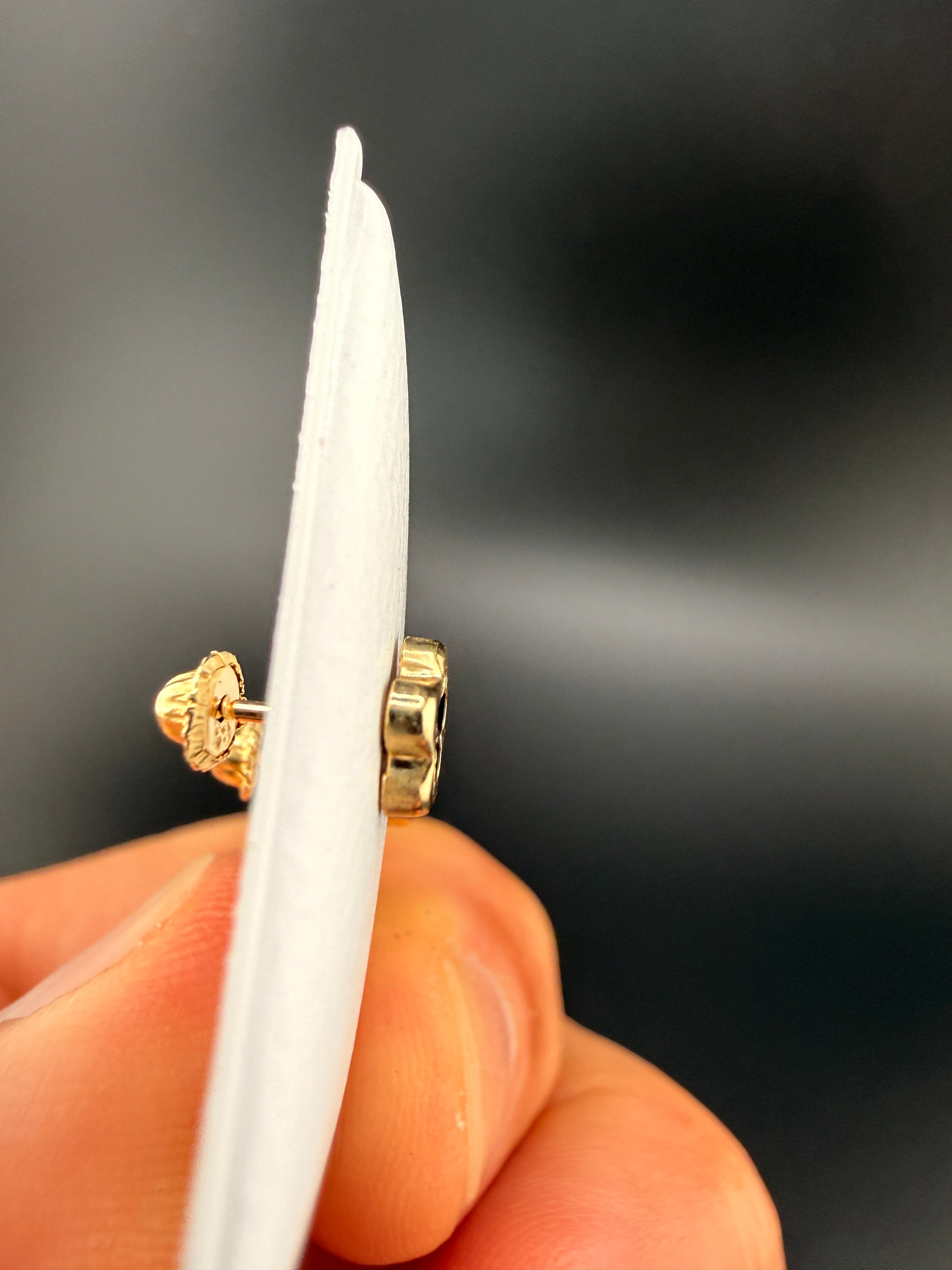 14K Gold Navy Blue Cloverleaf Earrings – Luxury Clover Stud Earrings | Jewelry Connect Wholesale Price