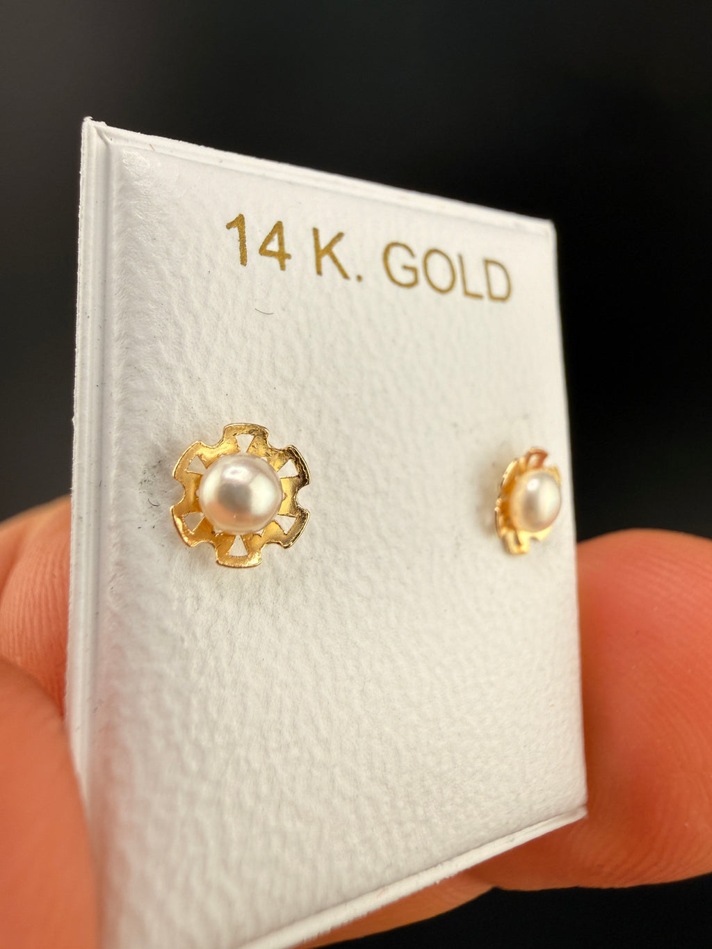 14K Gold Pearl Flower Earrings – Elegant Freshwater Pearl Floral Stud Earrings | Jewelry Connect