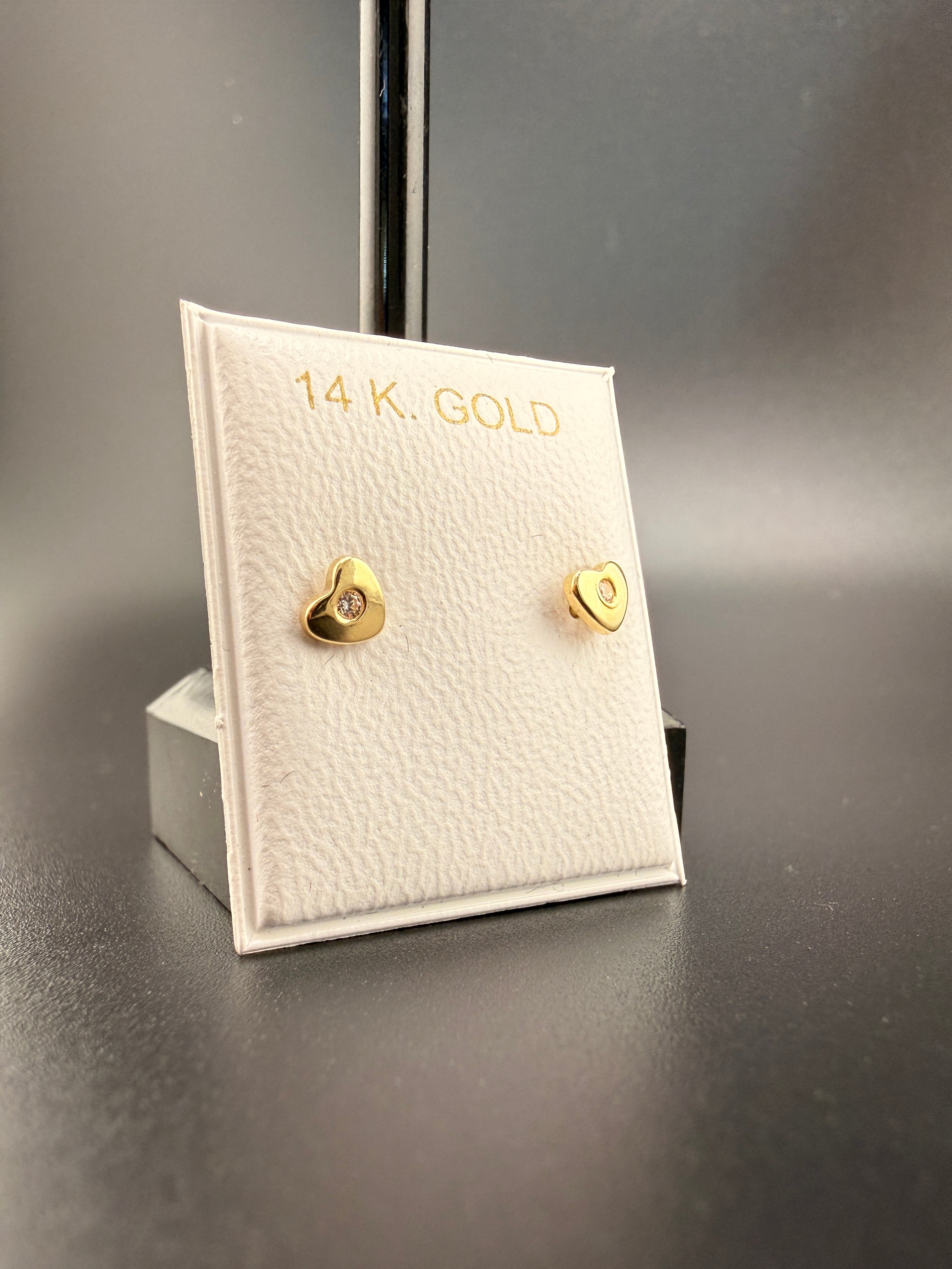 14K Gold Diamond Heart Earrings – Real Gold Romantic Stud Earrings | Wholesale Price Jewelry