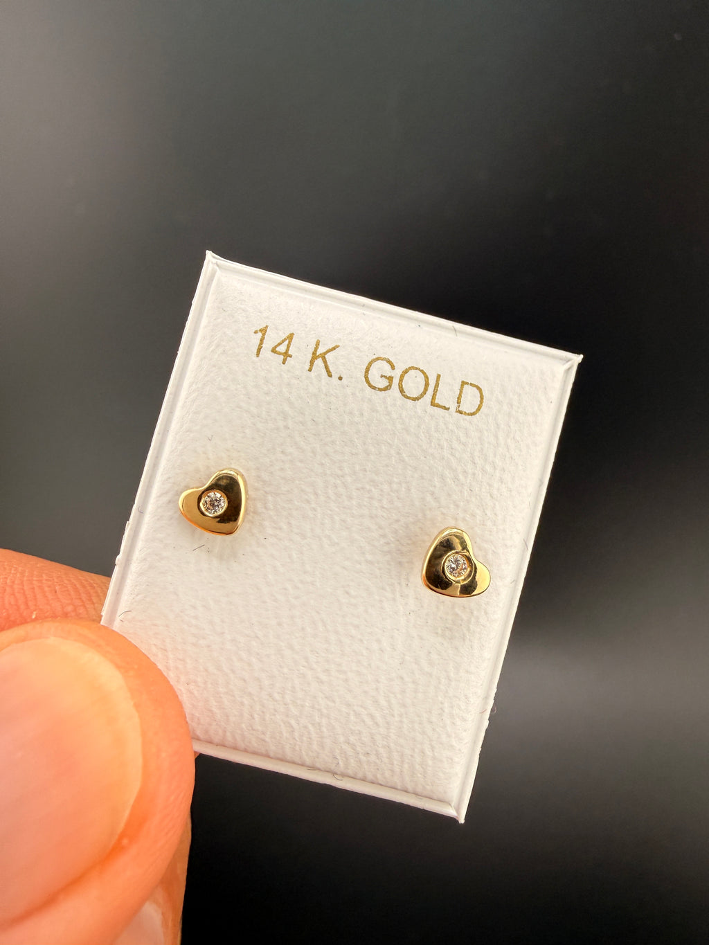 14K Gold Diamond Heart Earrings – Real Gold Romantic Stud Earrings | Wholesale Price Jewelry