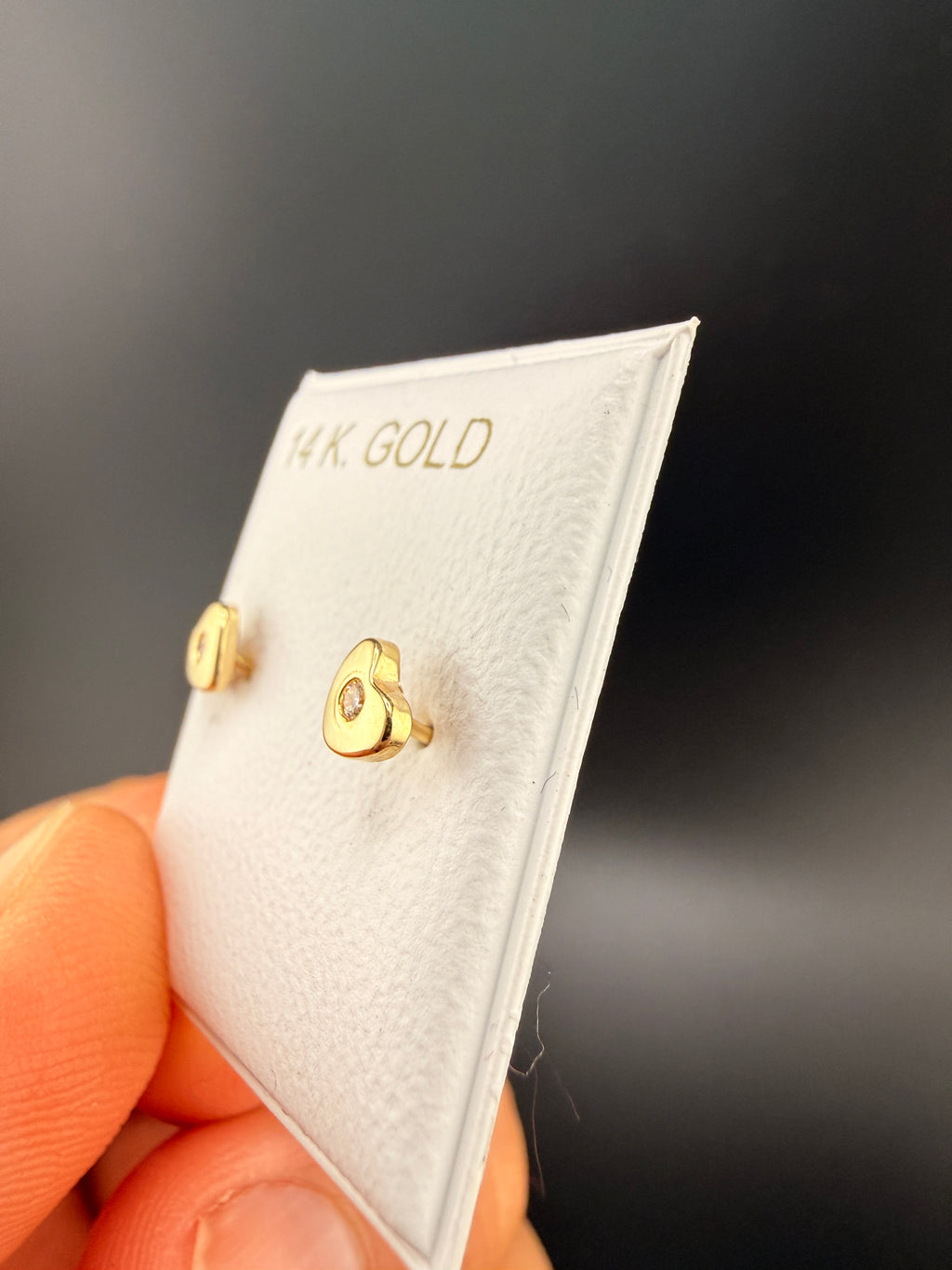 14K Gold Diamond Heart Earrings – Real Gold Romantic Stud Earrings | Wholesale Price Jewelry