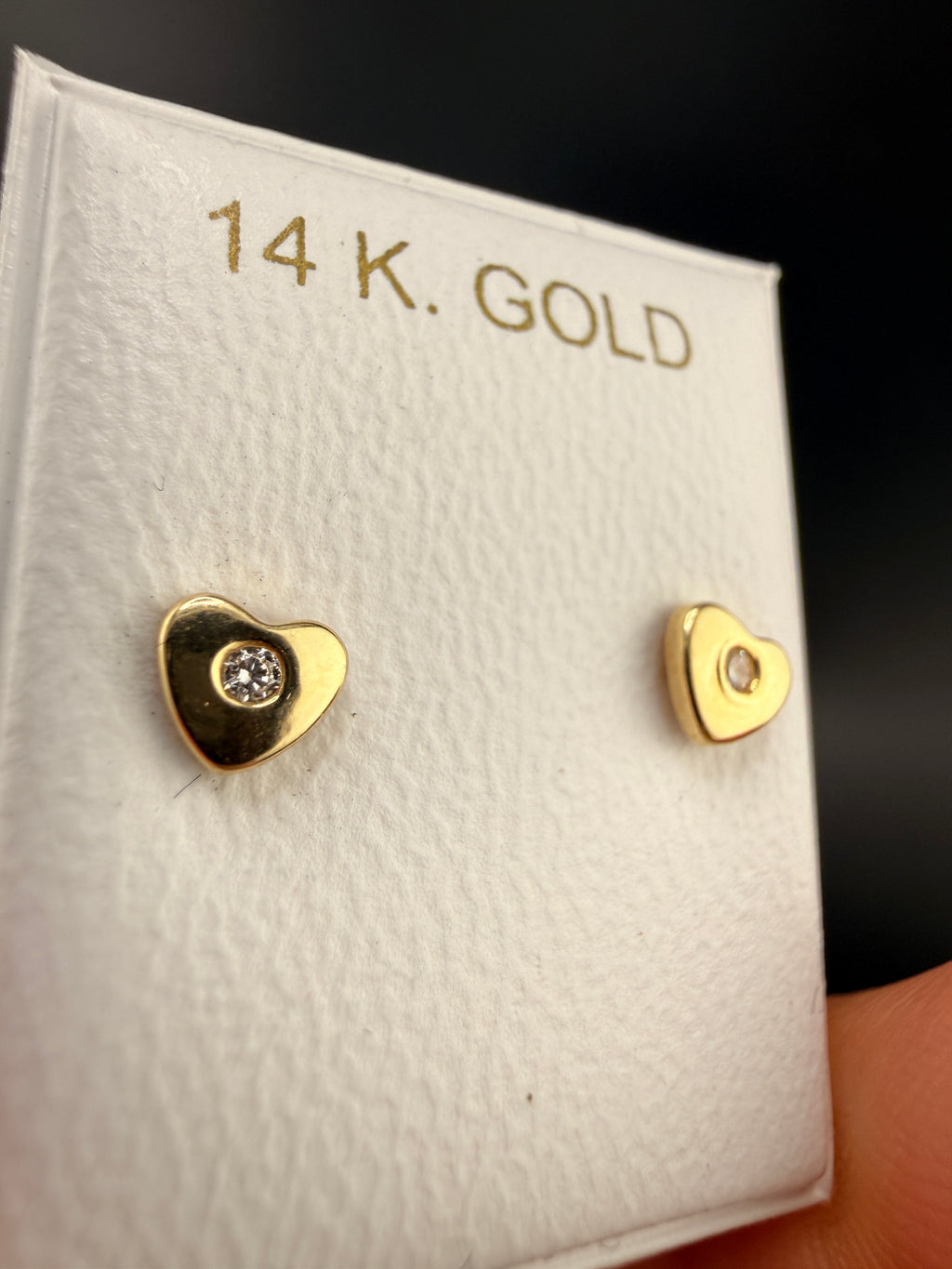 14K Gold Diamond Heart Earrings – Real Gold Romantic Stud Earrings | Wholesale Price Jewelry