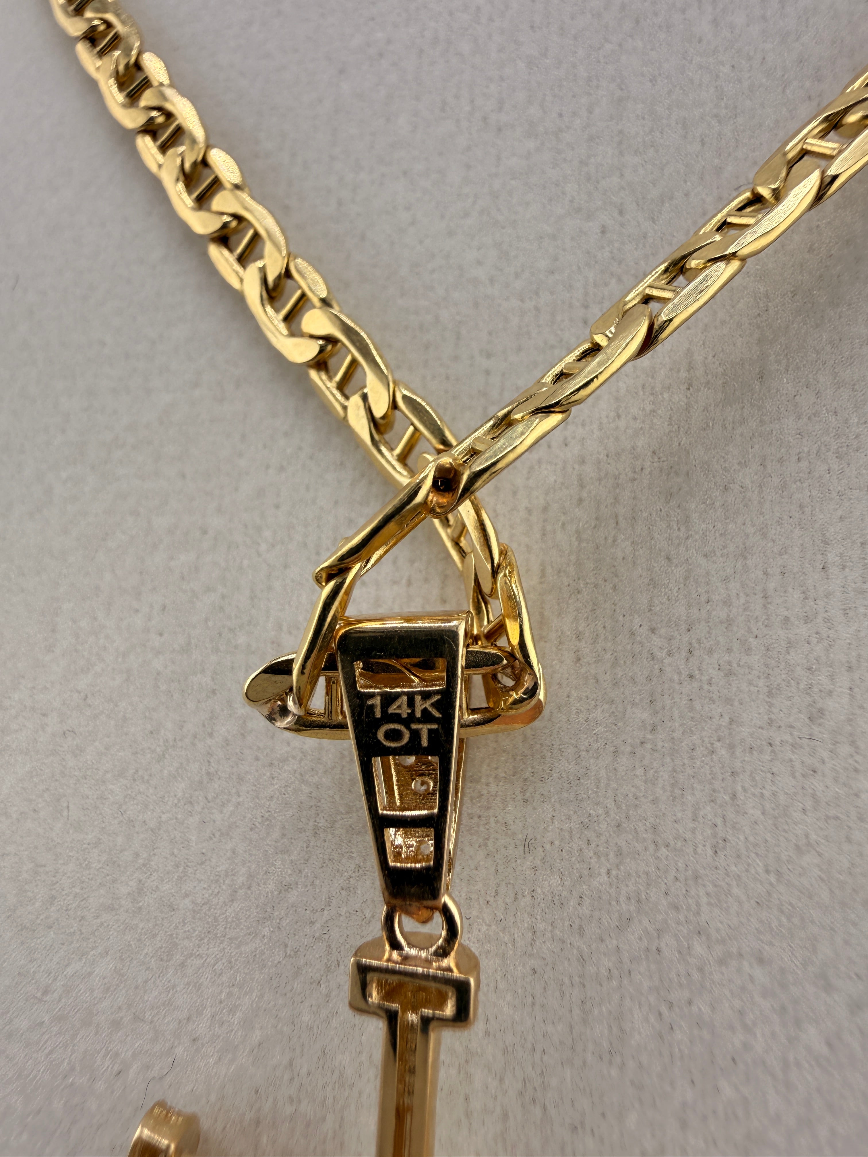 14K Gold Nail Cross Pendant with CZ Diamonds – 2.71g Real Gold Designer Cross |