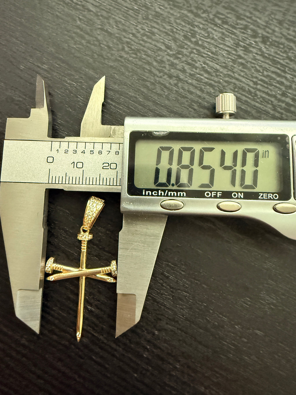 14K Gold Nail Cross Pendant with CZ Diamonds – 2.71g Real Gold Designer Cross |