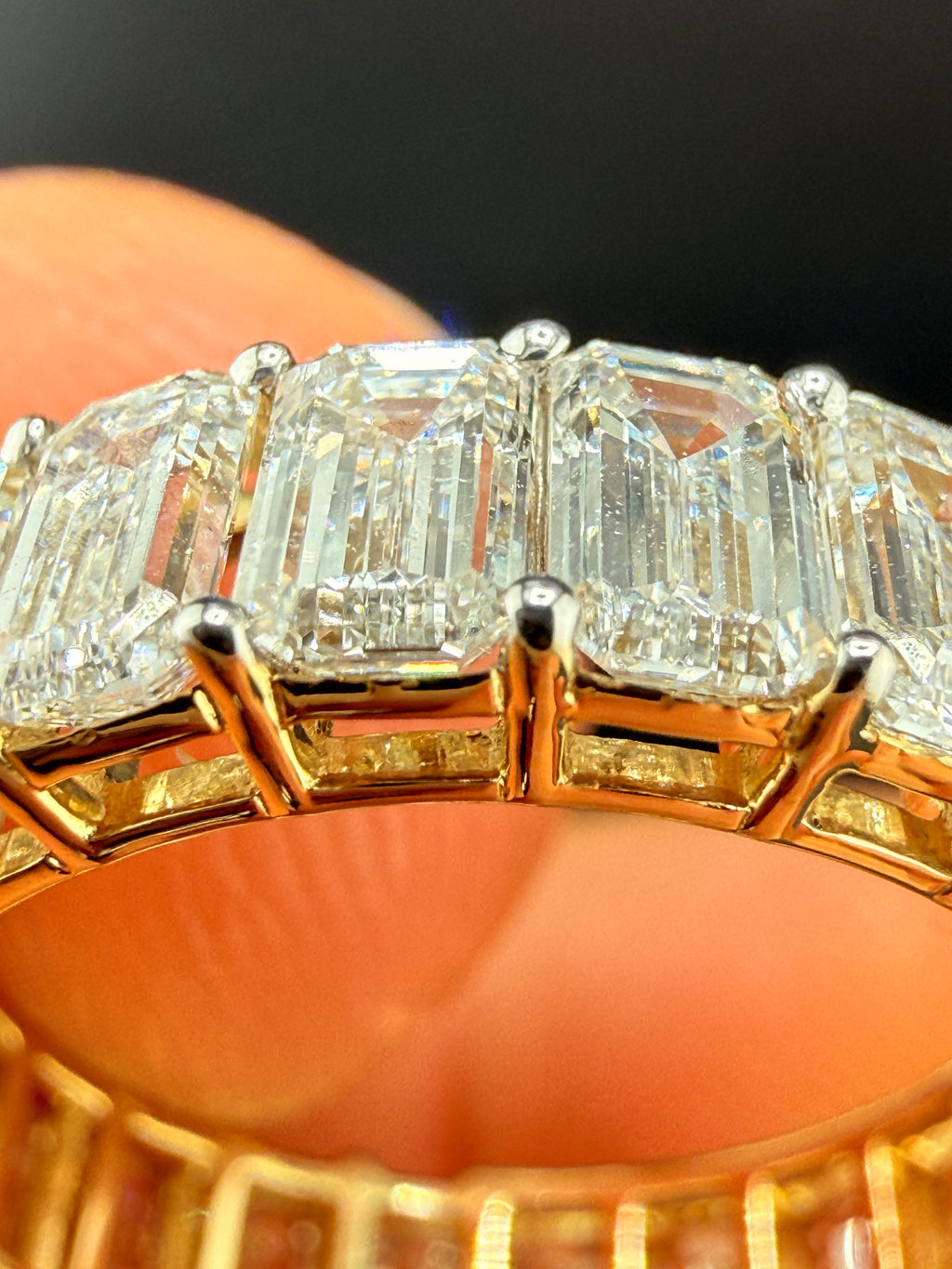 14K Gold 7 Carat LG Emerald Cut Diamond Infinity Ring – Size 6.5 | Luxury Statement Ring