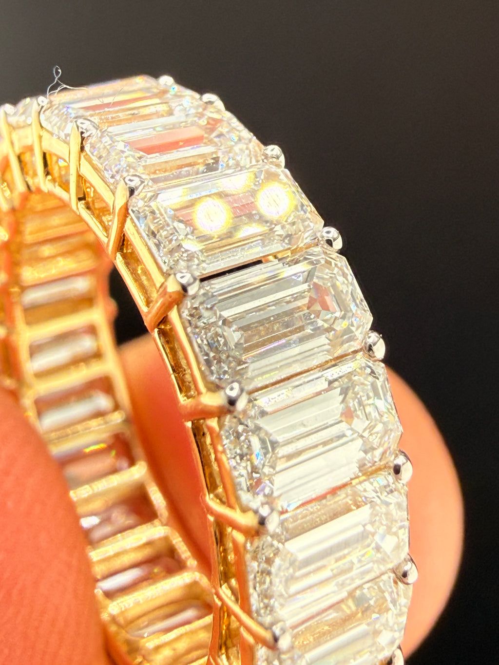 14K Gold 7 Carat LG Emerald Cut Diamond Infinity Ring – Size 6.5 | Luxury Statement Ring