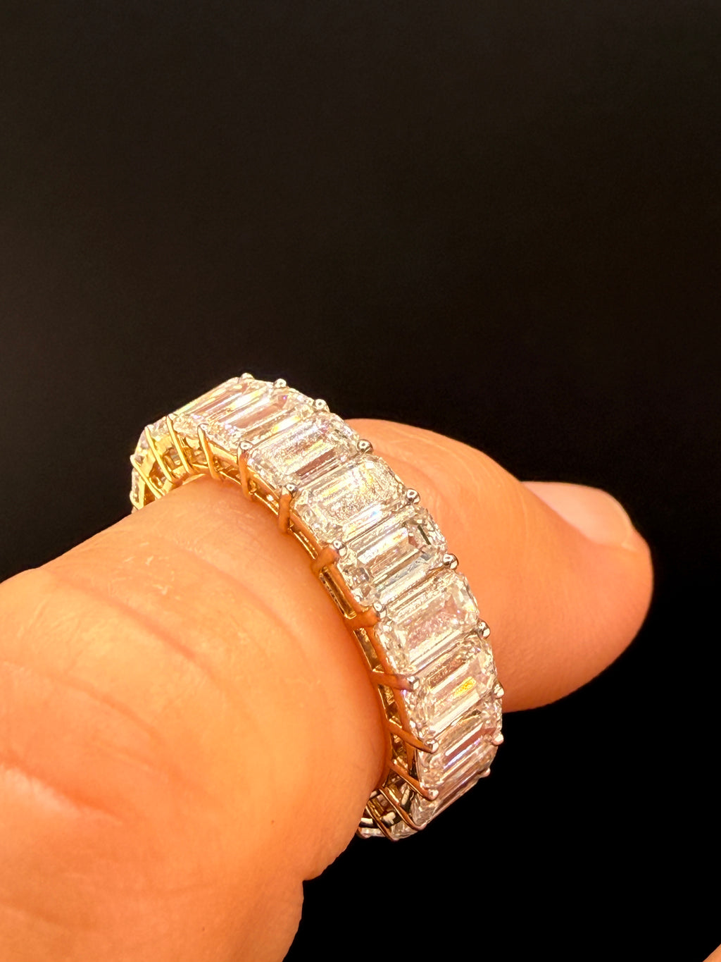 14K Gold 7 Carat LG Emerald Cut Diamond Infinity Ring – Size 6.5 | Luxury Statement Ring