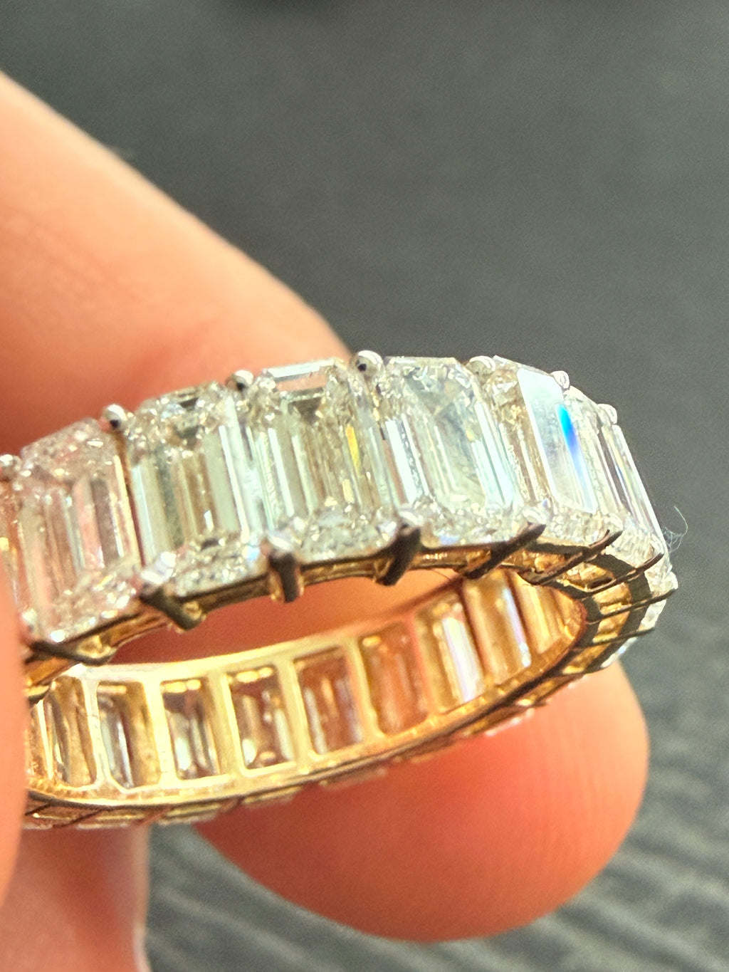 14K Gold 7 Carat LG Emerald Cut Diamond Infinity Ring – Size 6.5 | Luxury Statement Ring