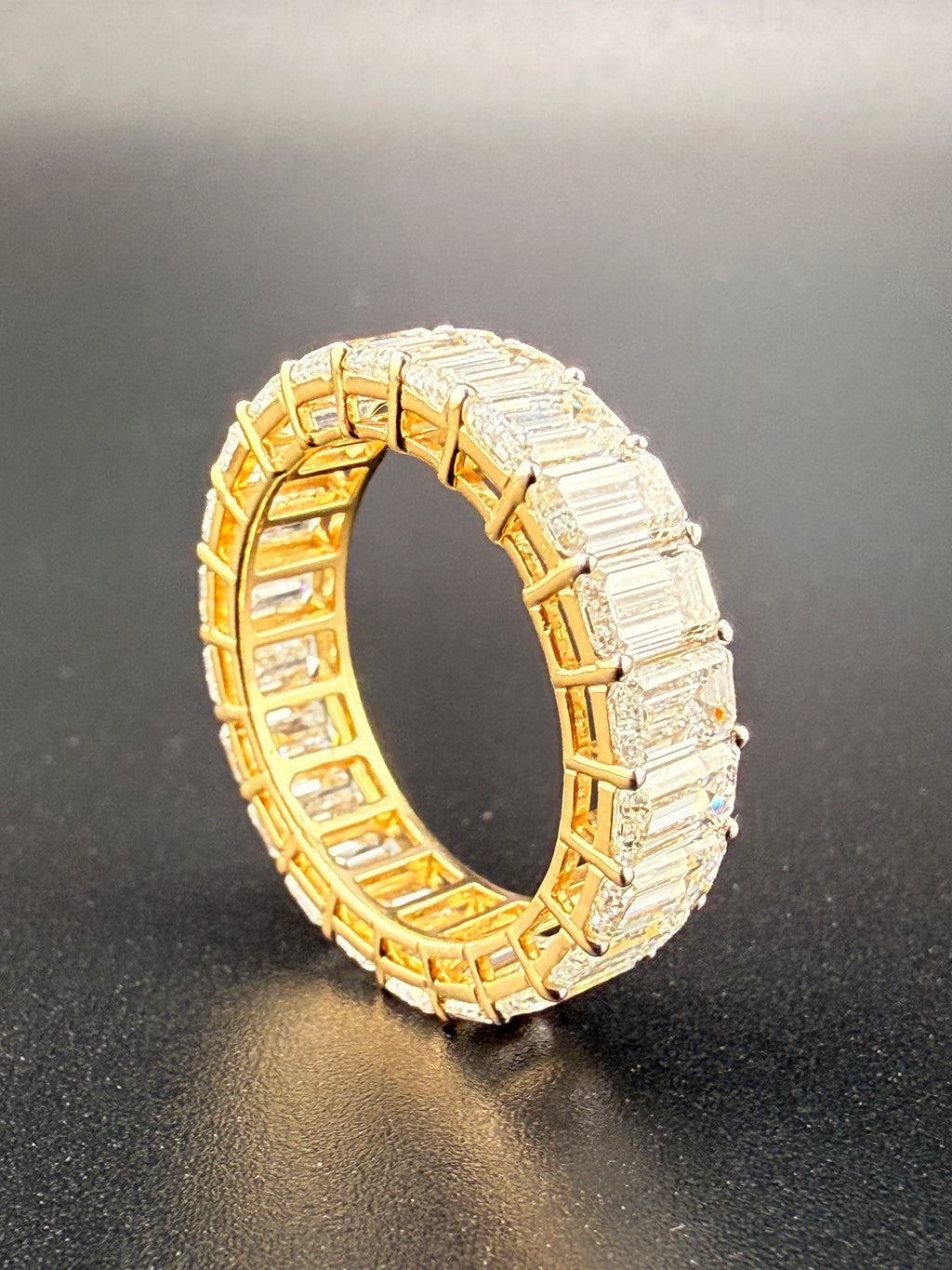 14K Gold 7 Carat LG Emerald Cut Diamond Infinity Ring – Size 6.5 | Luxury Statement Ring