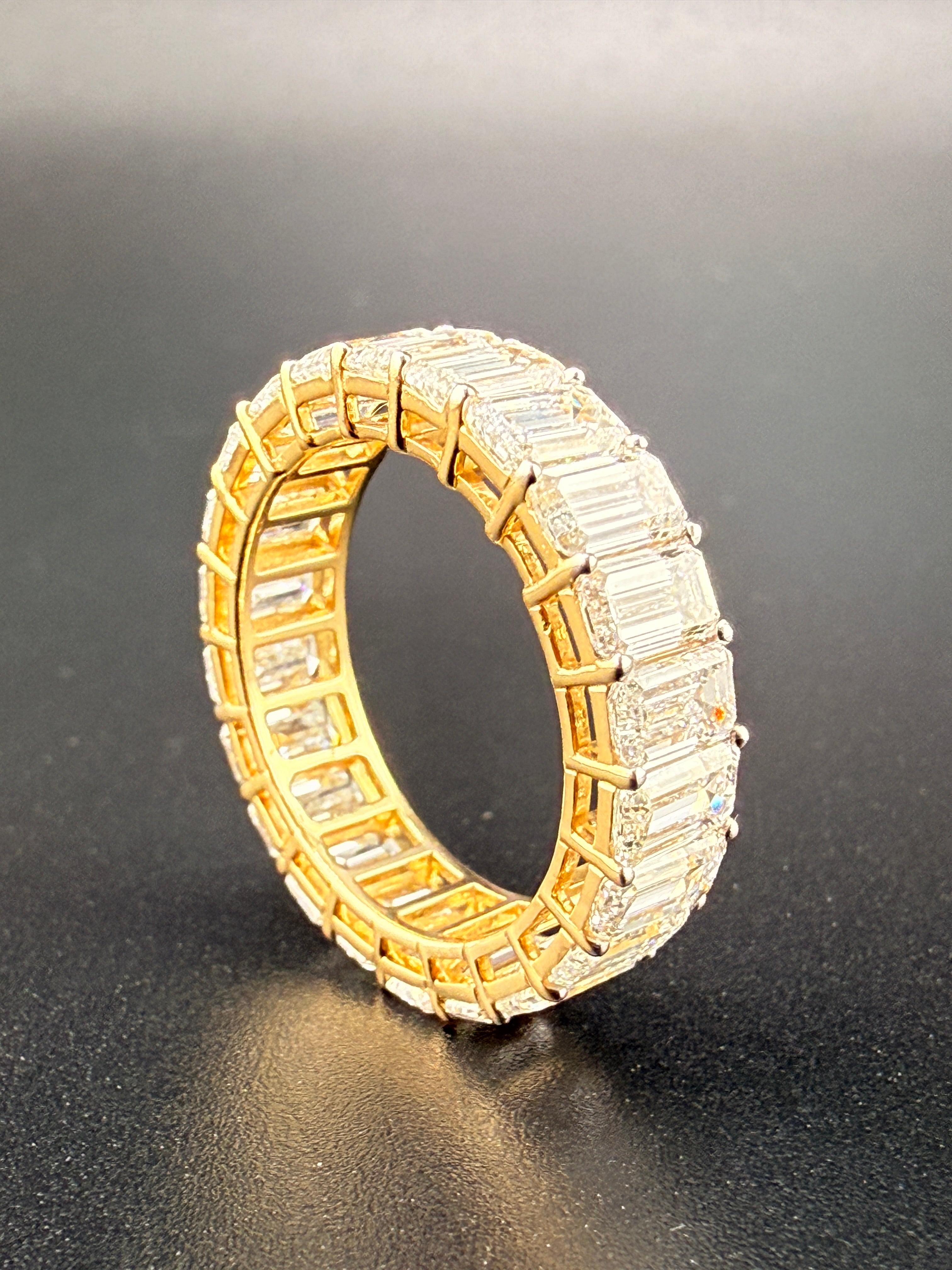 14K Gold 7 Carat LG Emerald Cut Diamond Infinity Ring – Size 6.5 | Luxury Statement Ring