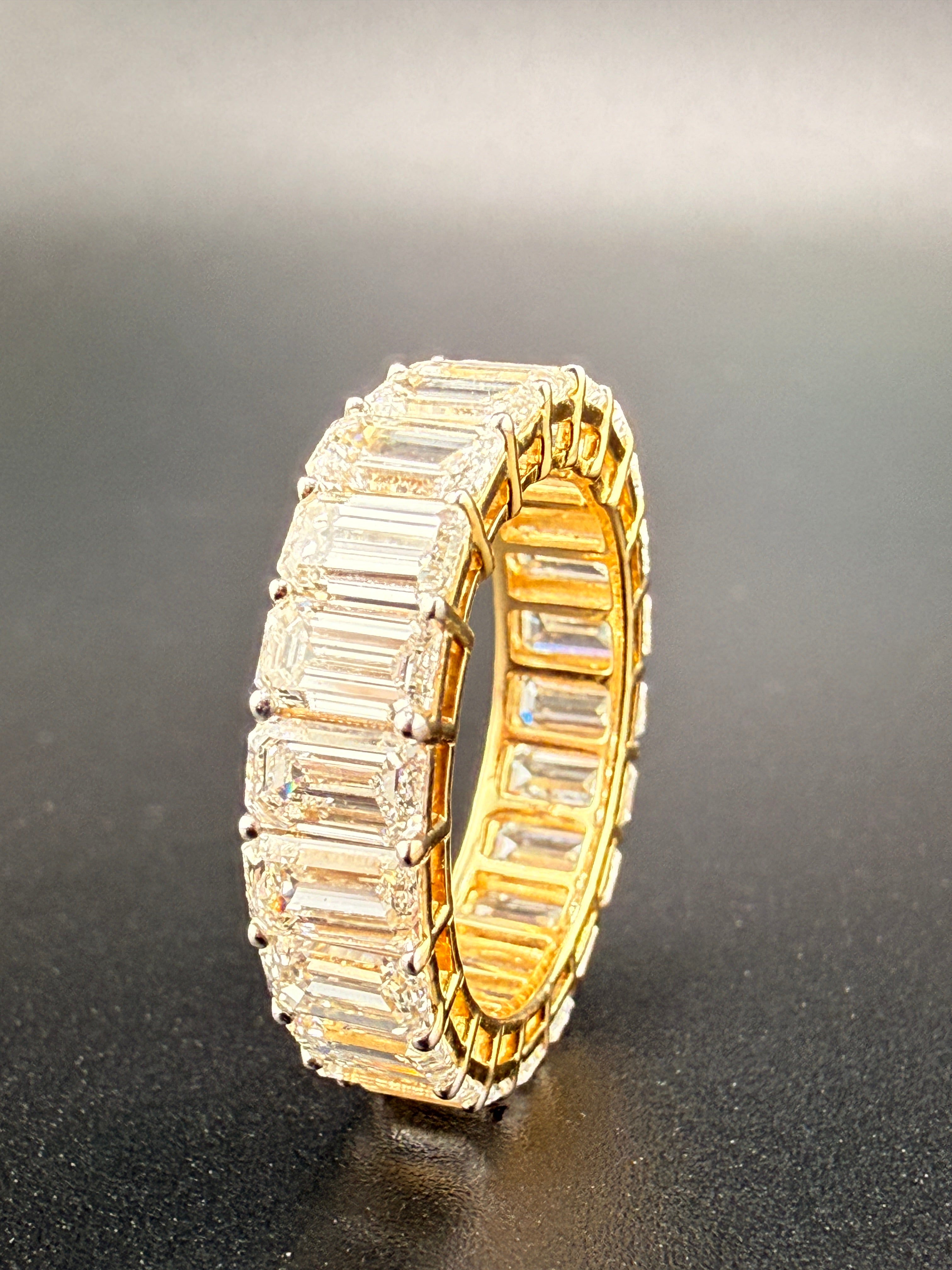 14K Gold 7 Carat LG Emerald Cut Diamond Infinity Ring – Size 6.5 | Luxury Statement Ring