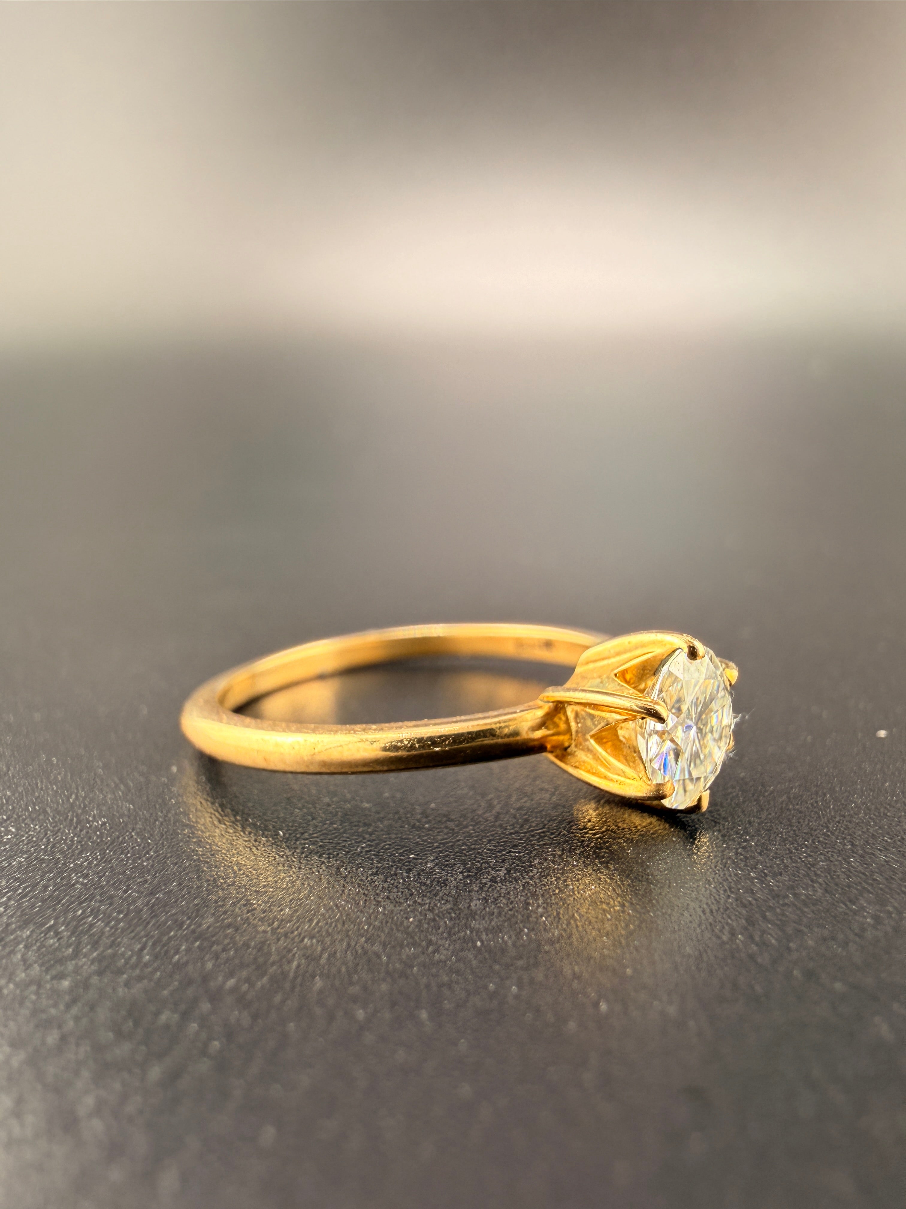 14K Gold Solitaire Moissanite Ring – 5.5mm Round Cut | Women's Classic Engagement Ring