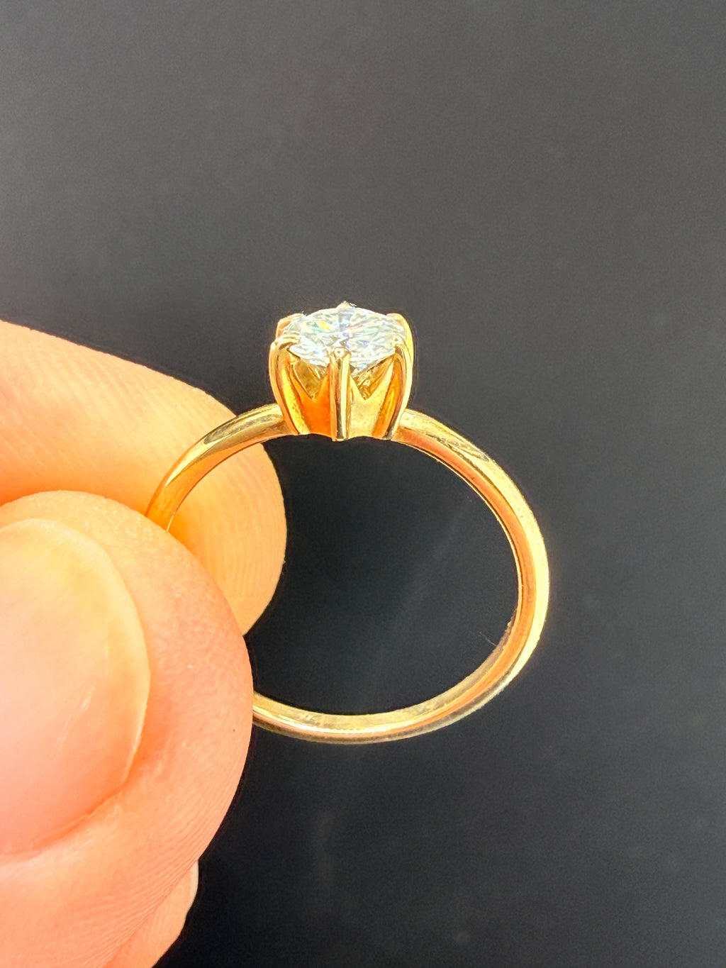 14K Gold Solitaire Moissanite Ring – 5.5mm Round Cut | Women's Classic Engagement Ring