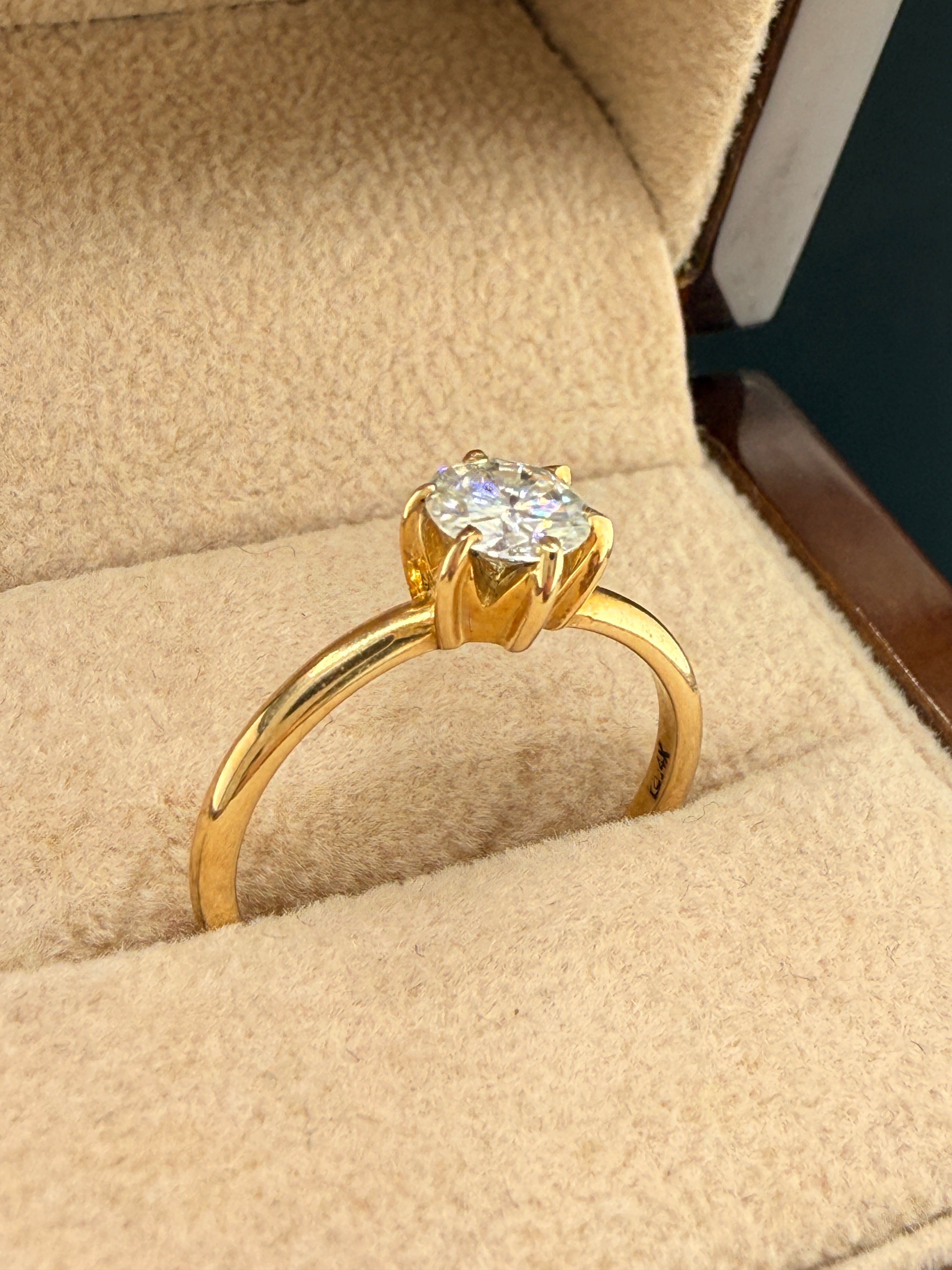 14K Gold Solitaire Moissanite Ring – 5.5mm Round Cut | Women's Classic Engagement Ring