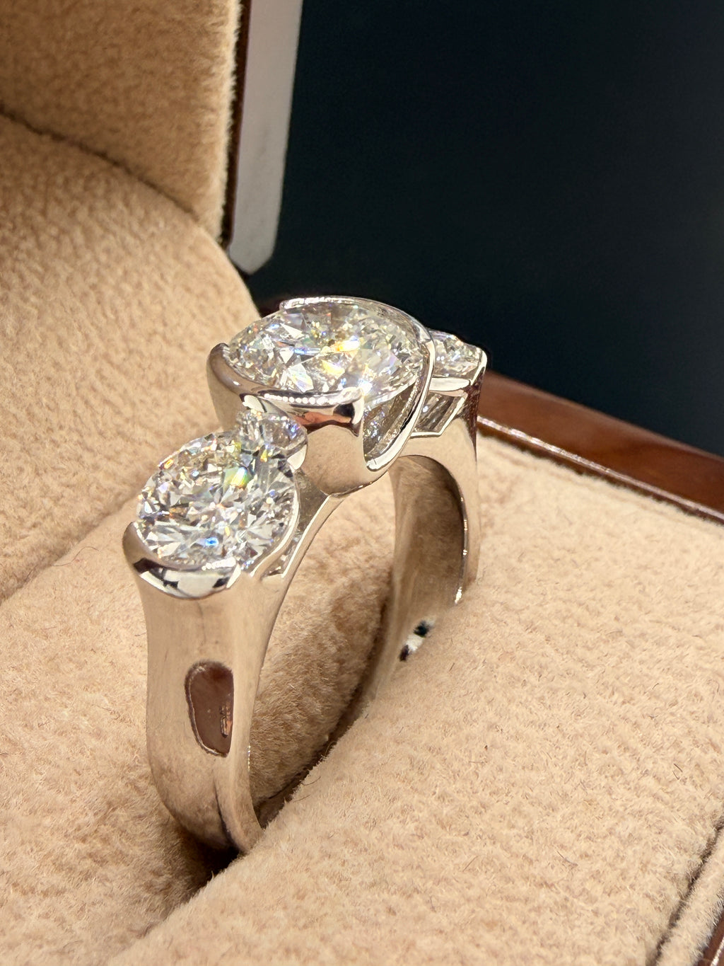 4.75 CTW IGI Certified Lab Grown Diamond Three-Stone Ring – 14K White Gold – 2.54 CT Center – Women’s Diamond Ring Size 9