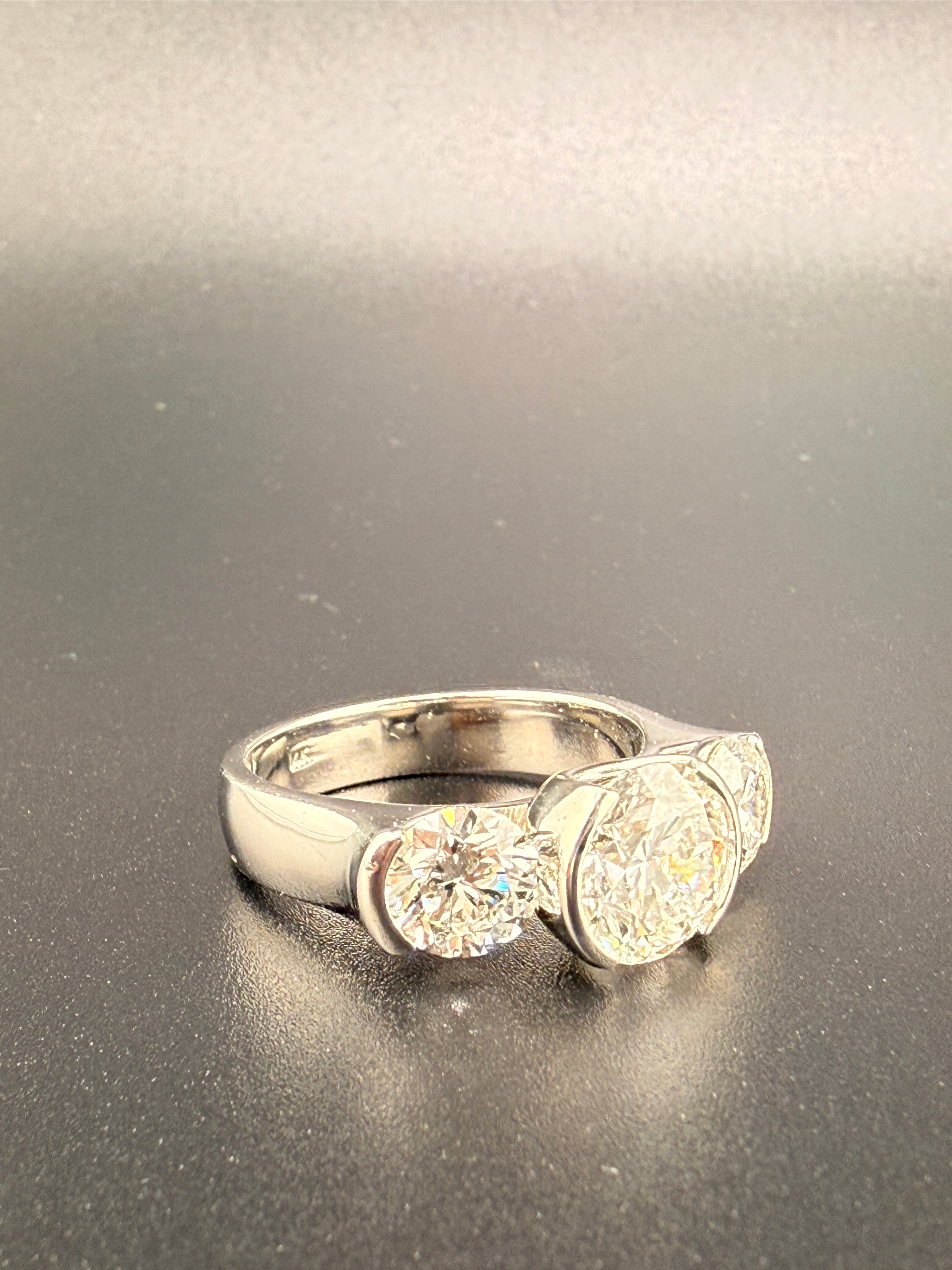 4.75 CTW IGI Certified Lab Grown Diamond Three-Stone Ring – 14K White Gold – 2.54 CT Center – Women’s Diamond Ring Size 9