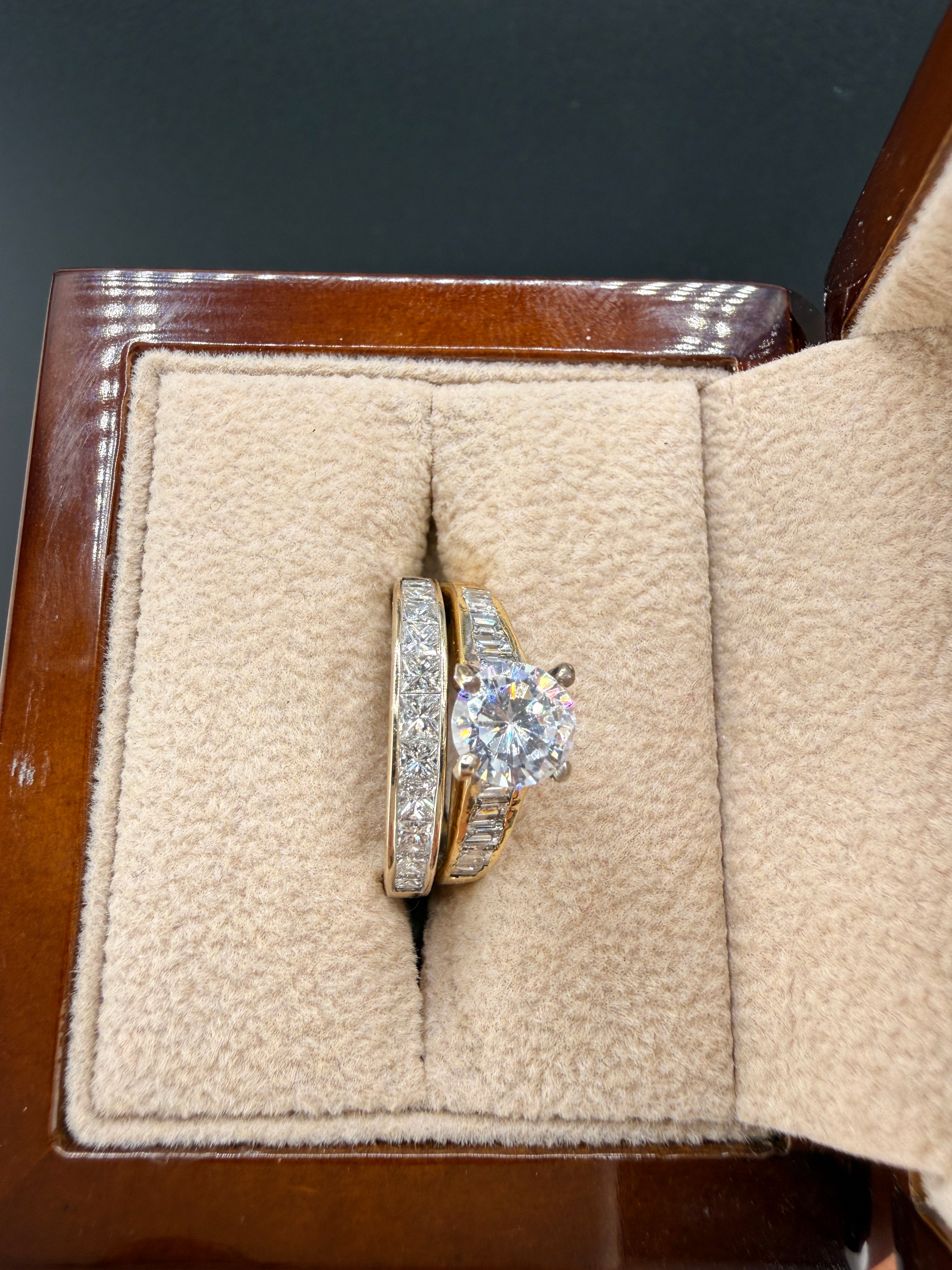 2.2 CT Diamond Engagement Ring Set – 18K Gold Natural Diamond Wedding Set