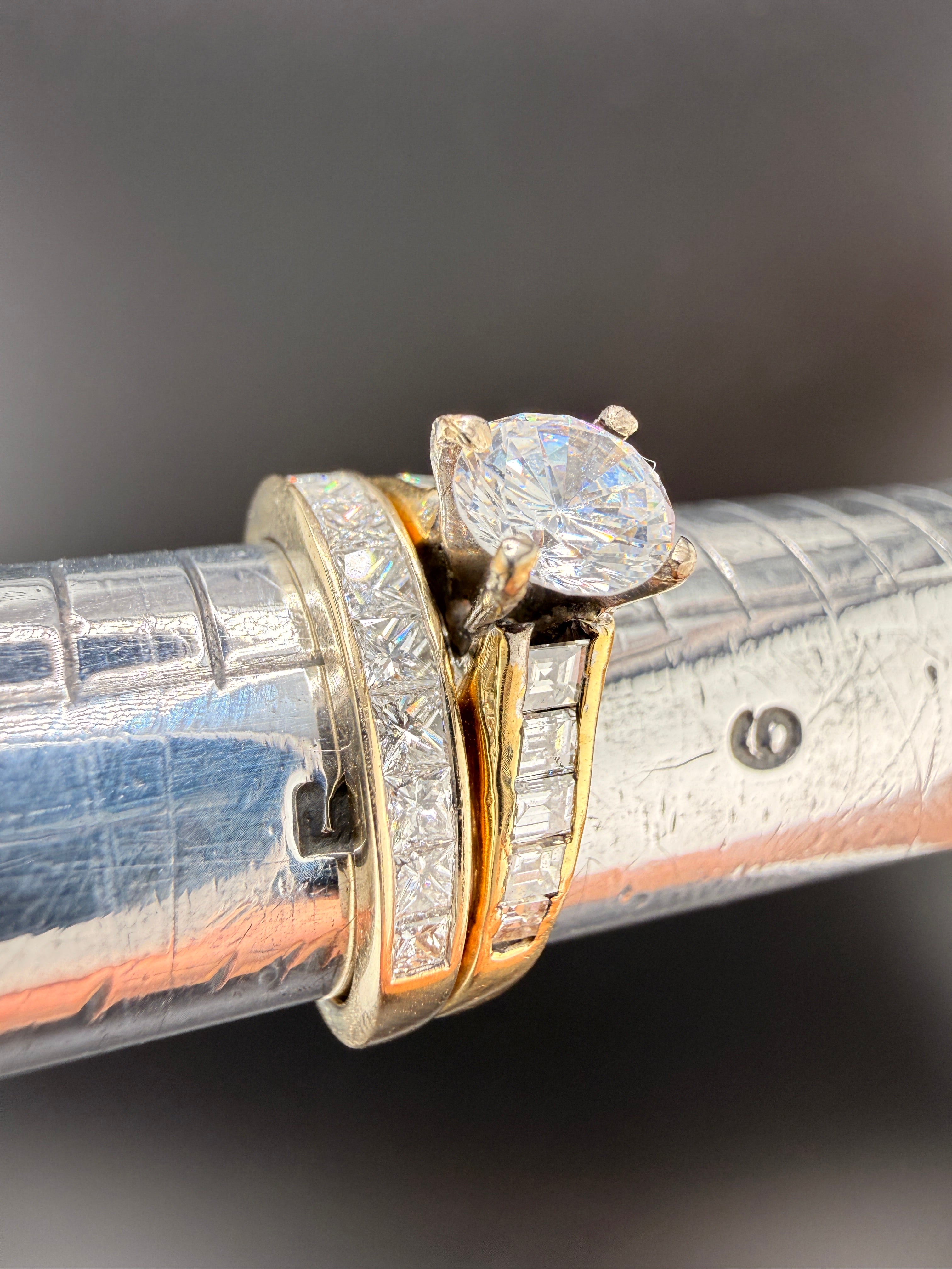 2.2 CT Diamond Engagement Ring Set – 18K Gold Natural Diamond Wedding Set