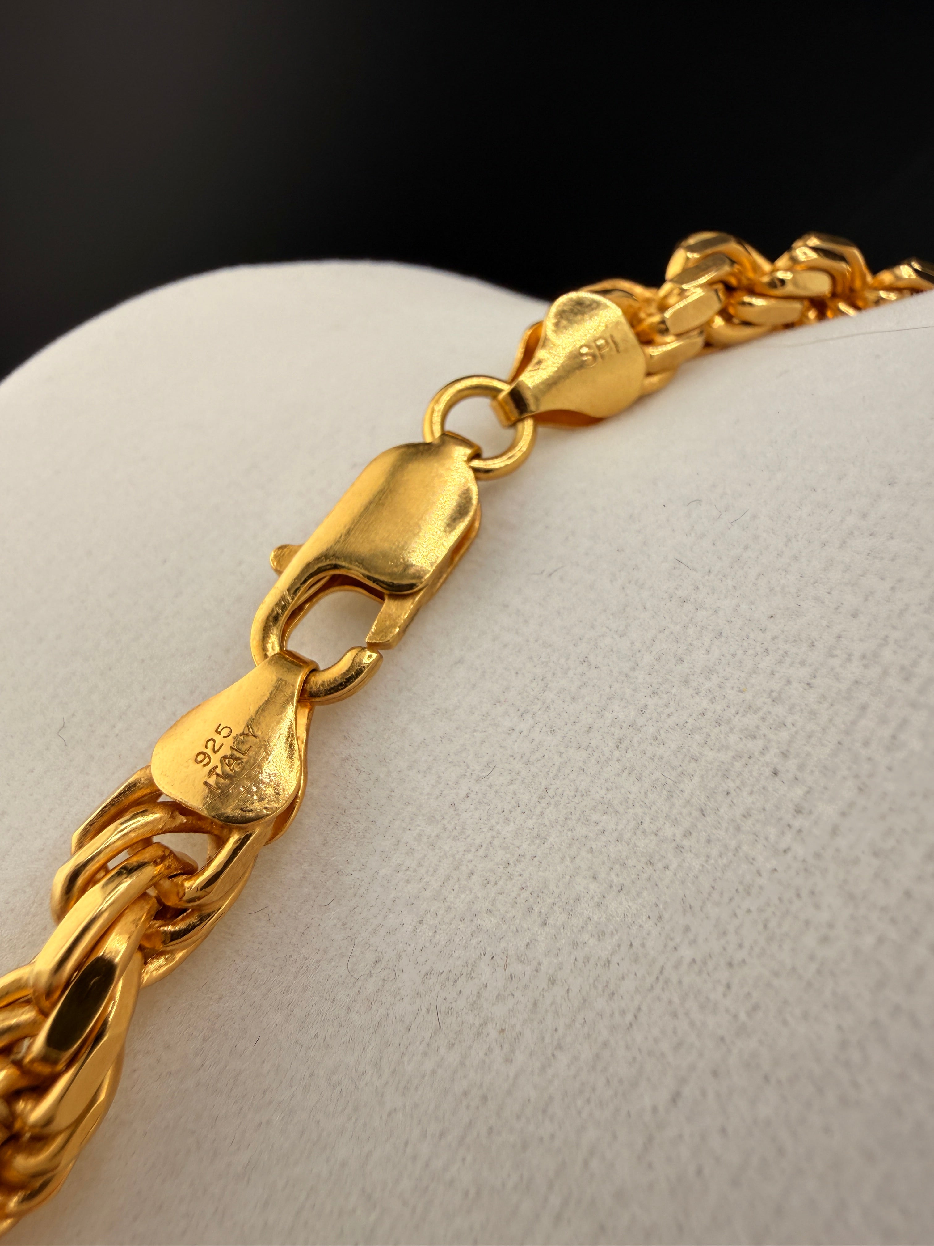 7.5mm Italian Rope Chain – 14K Gold Bonded over Solid 925 Sterling Silver – 24” Heavy 100g Rope Necklace | Made in Italy