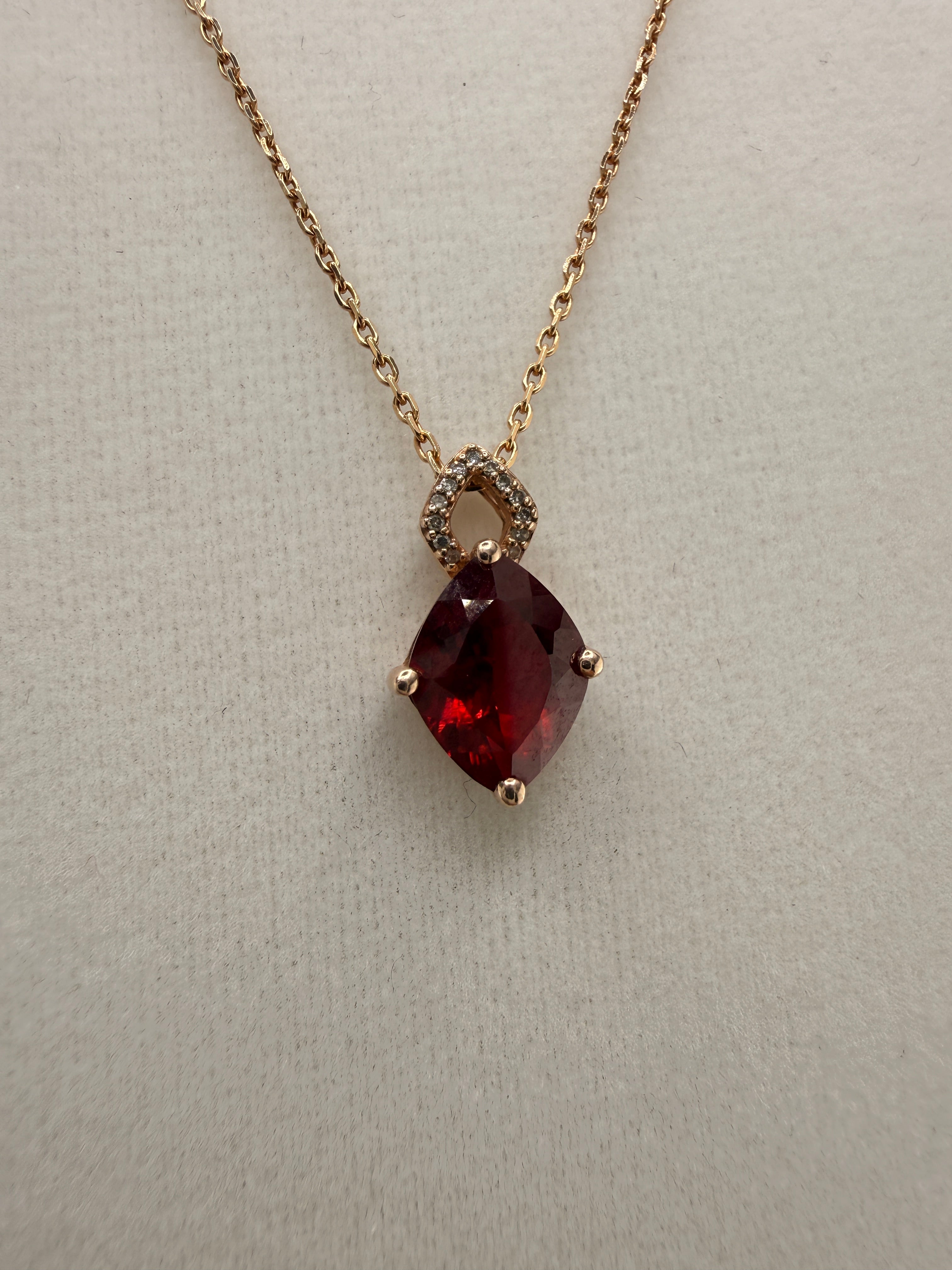 14K Gold Ruby Pendant Necklace – 18" Women's Fine Jewelry | 2.76g Natural Ruby Necklace