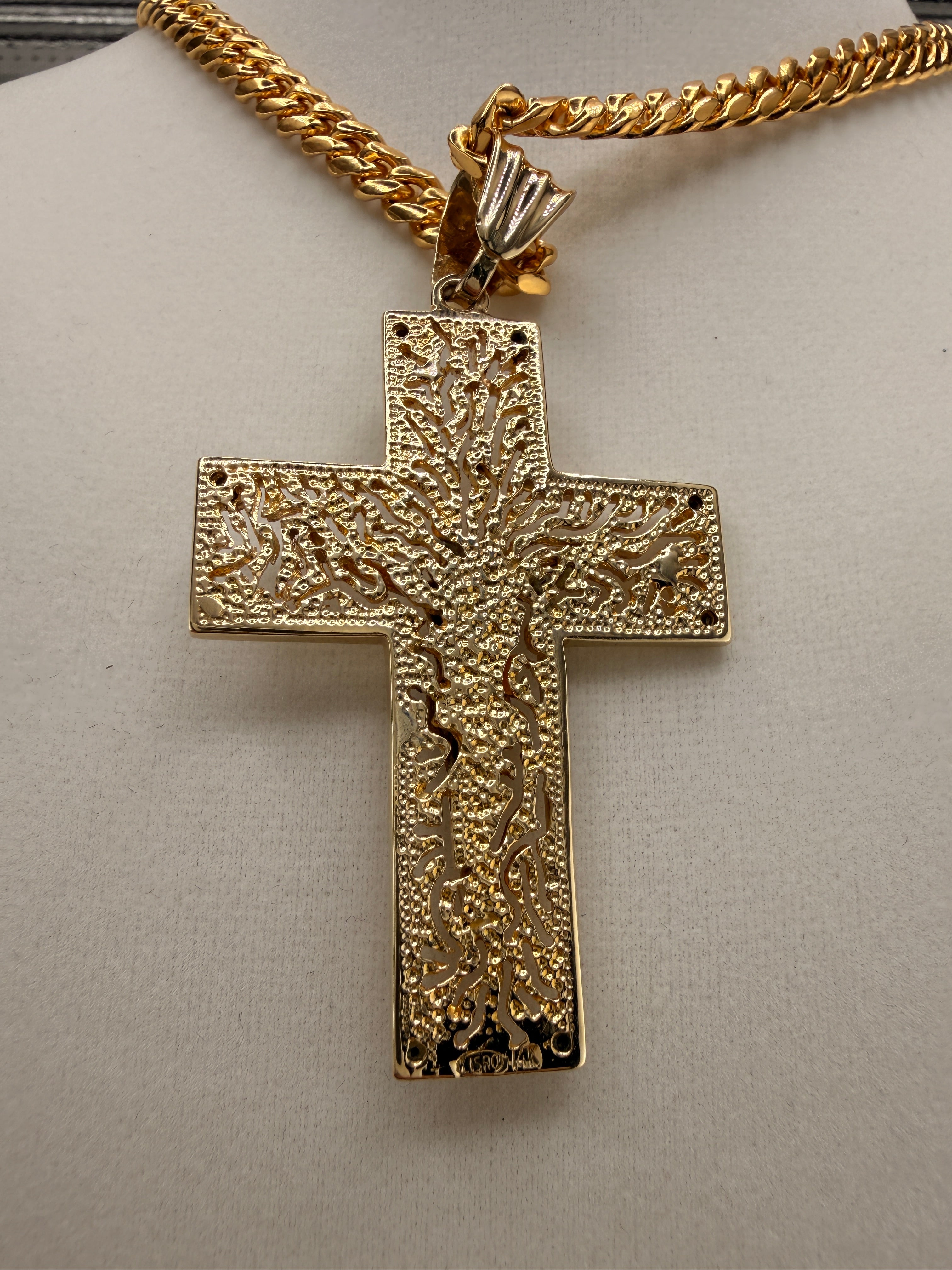 14K Gold Jesus on the Cross Pendant with Diamonds – 19.65g Solid Gold Crucifix Pendant