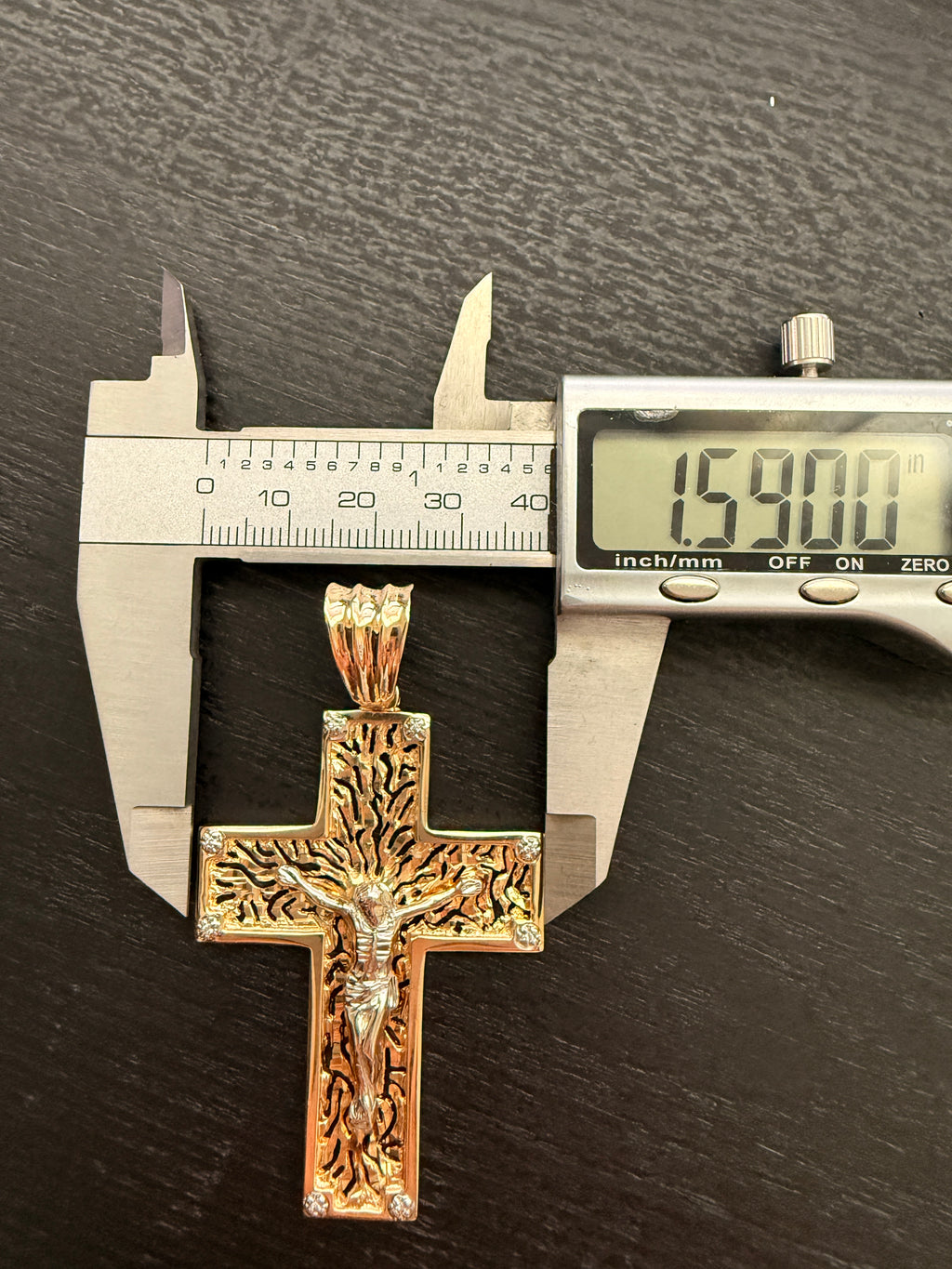 14K Gold Jesus on the Cross Pendant with Diamonds – 19.65g Solid Gold Crucifix Pendant