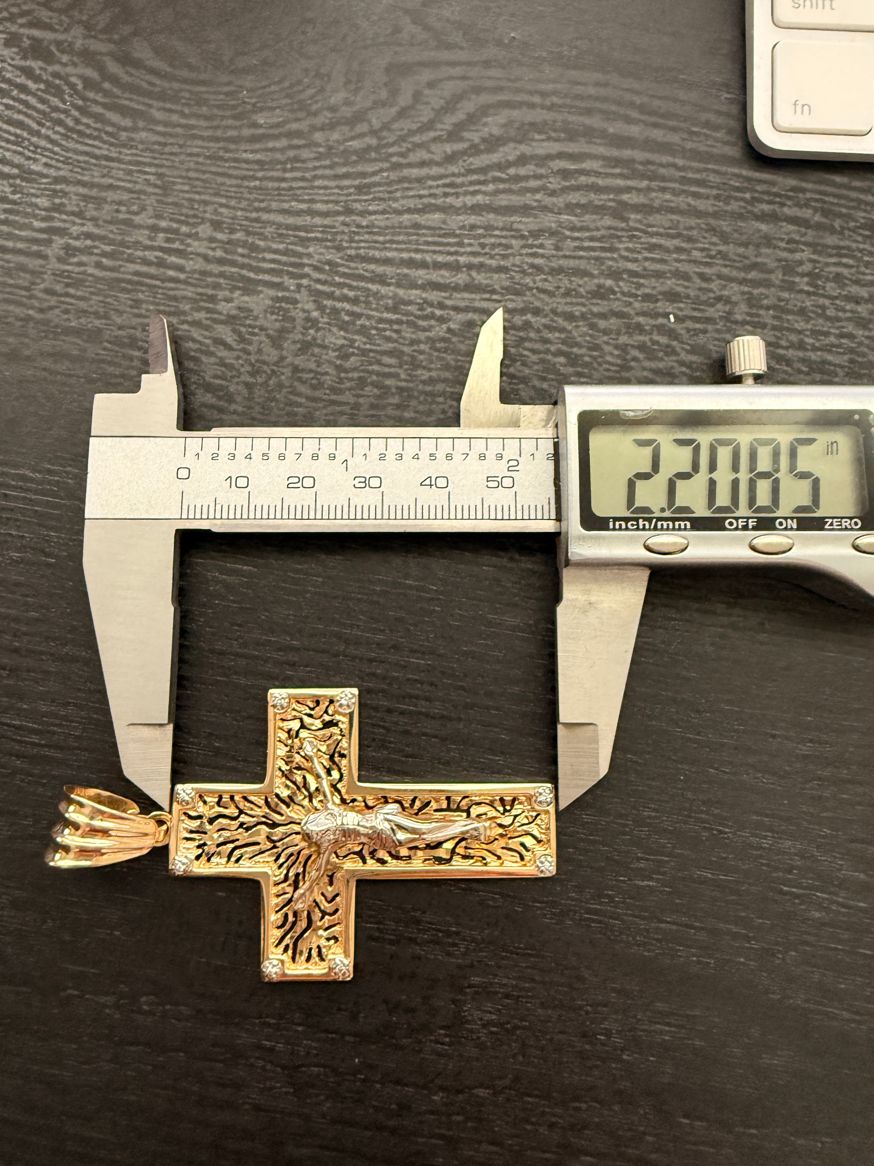 14K Gold Jesus on the Cross Pendant with Diamonds – 19.65g Solid Gold Crucifix Pendant