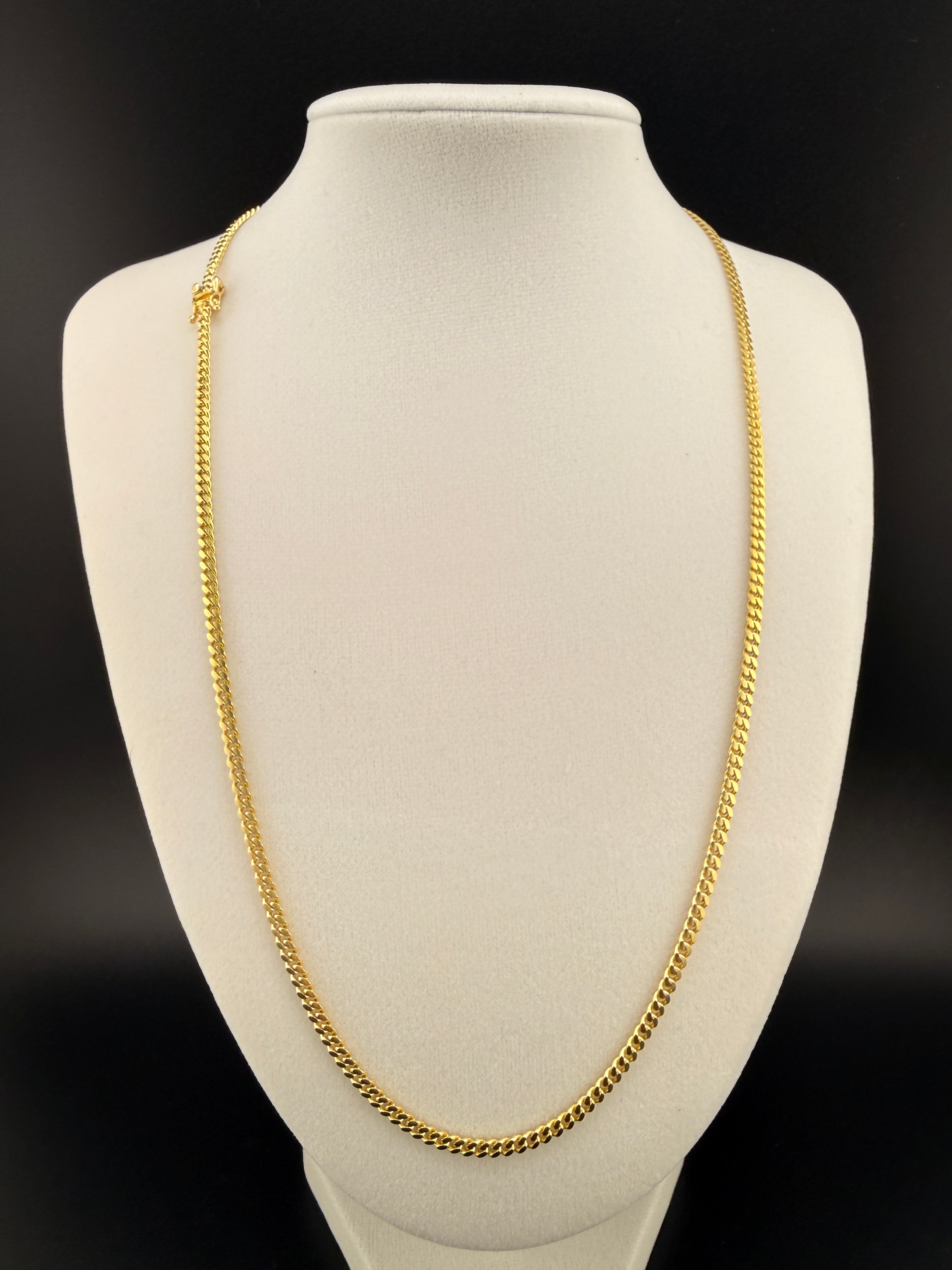 10K Gold 3mm Cuban Link Chain Necklace – 22 Inch Solid Gold Cuban Chain (14.6g) | Wholesale Price