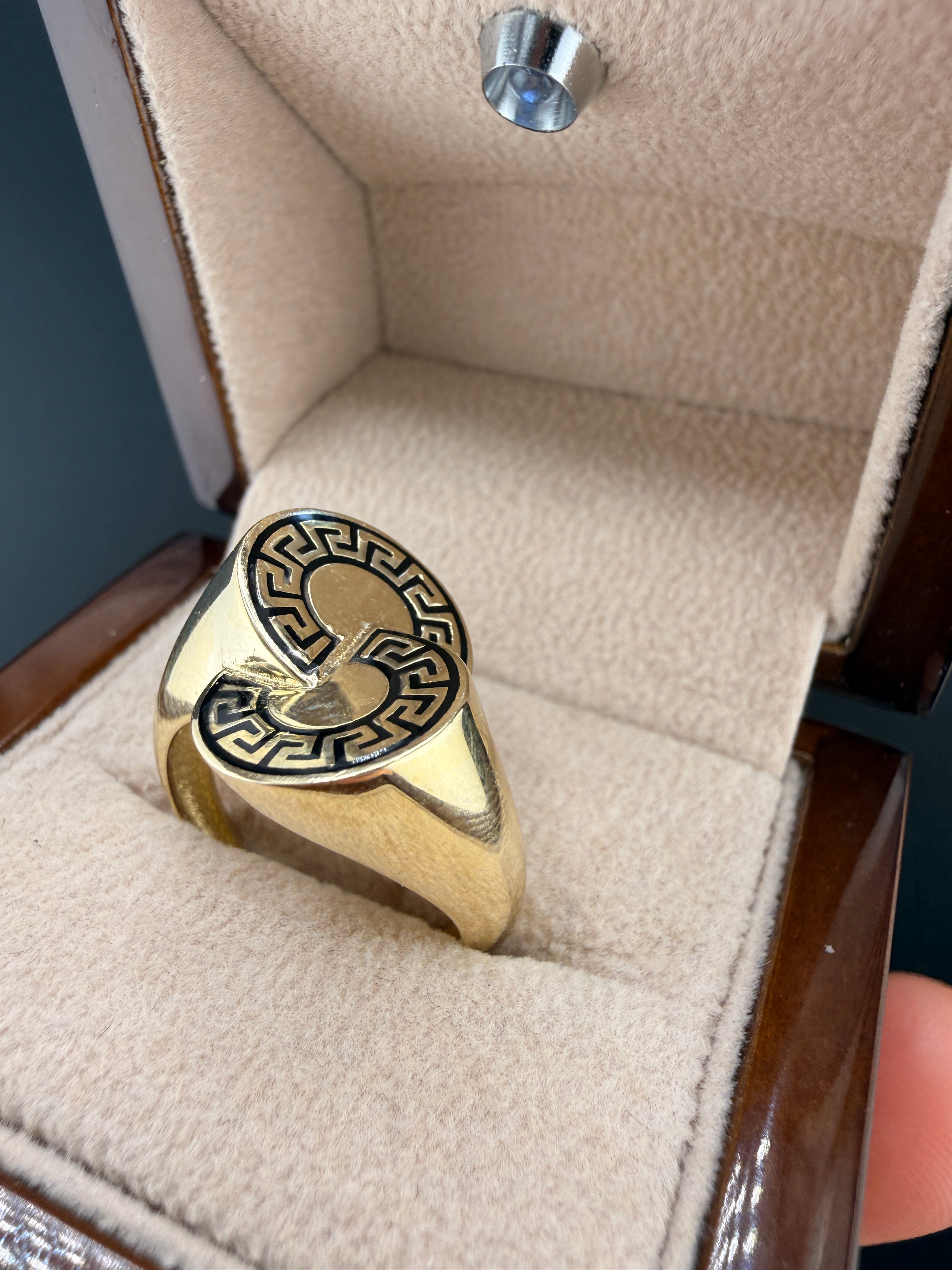 10K Gold Greek Key Women’s Ring – 2.8g Solid Gold Designer Band (Size 9) | Retail $1540 – Wholesale $481