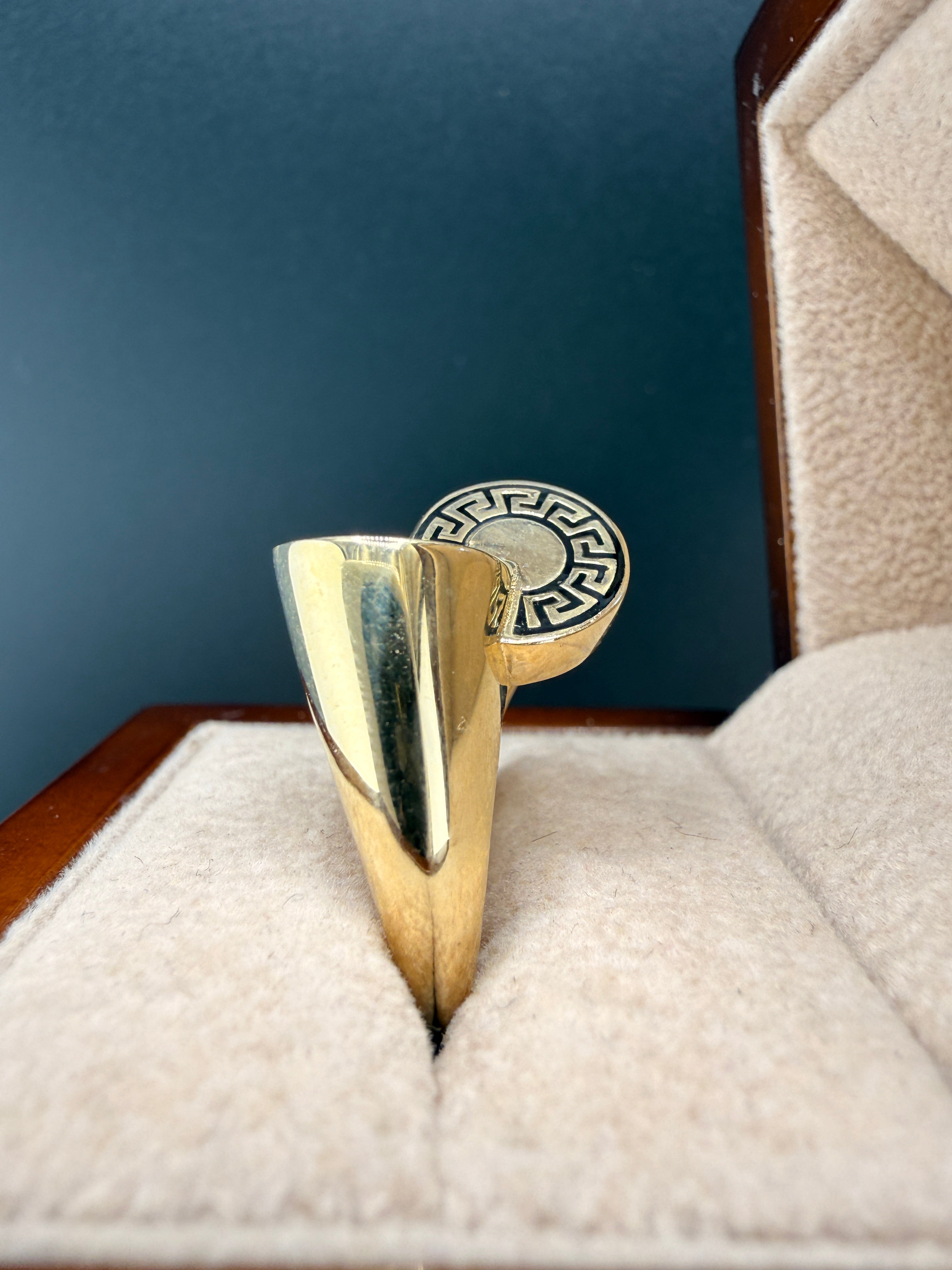 10K Gold Greek Key Women’s Ring – 2.8g Solid Gold Designer Band (Size 9) | Retail $1540 – Wholesale $481