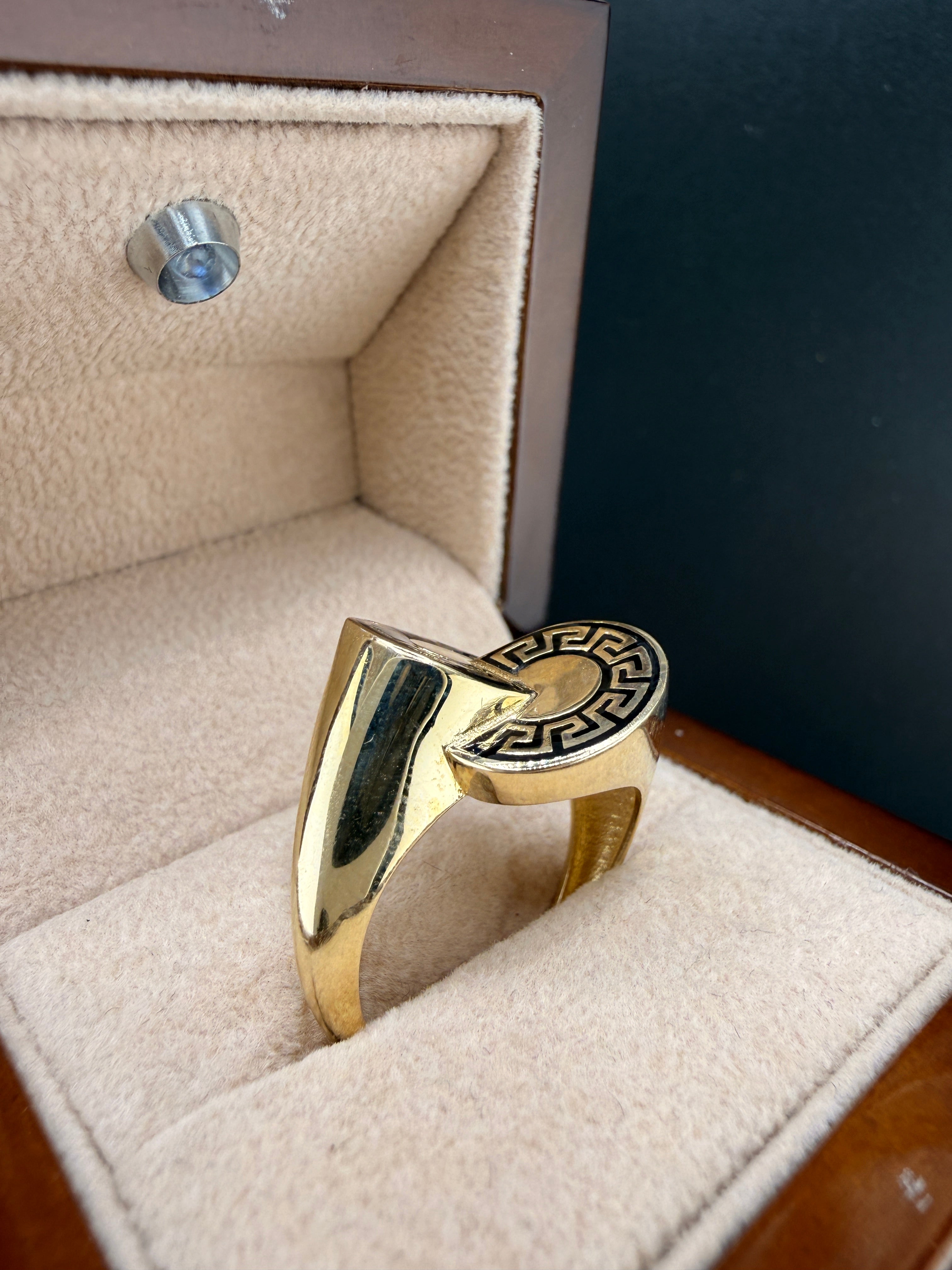 10K Gold Greek Key Women’s Ring – 2.8g Solid Gold Designer Band (Size 9) | Retail $1540 – Wholesale $481