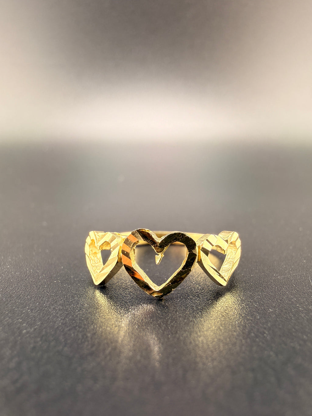 10K Gold 3 Heart Women’s Ring – Size 7 | 1.6g Solid Gold Love Ring | Jewelry Connect